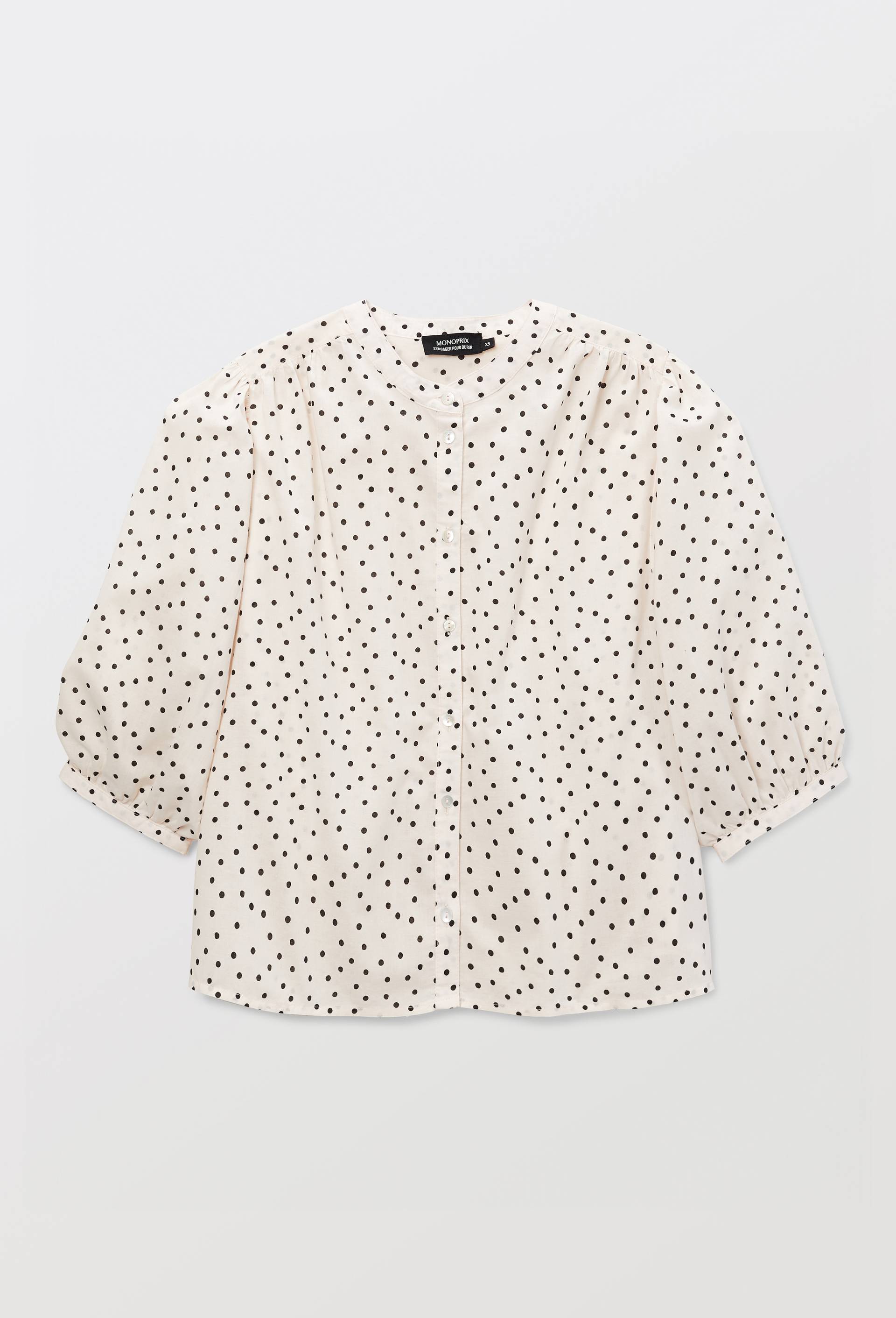 Chemise manches trois quarts imprim&eacute;e en coton BIO GOTS, Rose clair, large image number 2