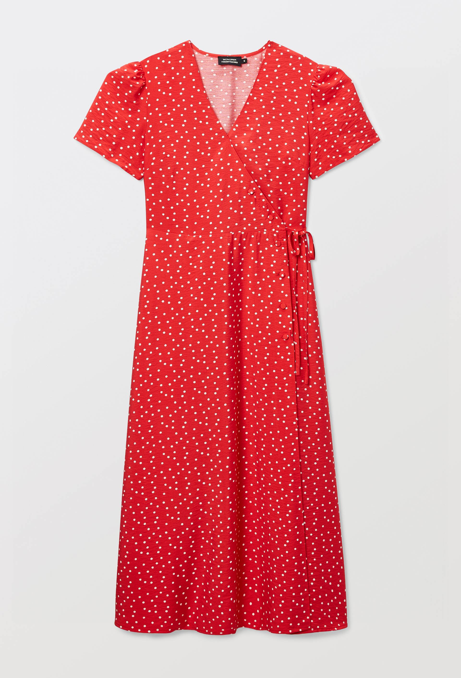Robe midi cache-coeur imprim&eacute;e, Rouge, large image number 3