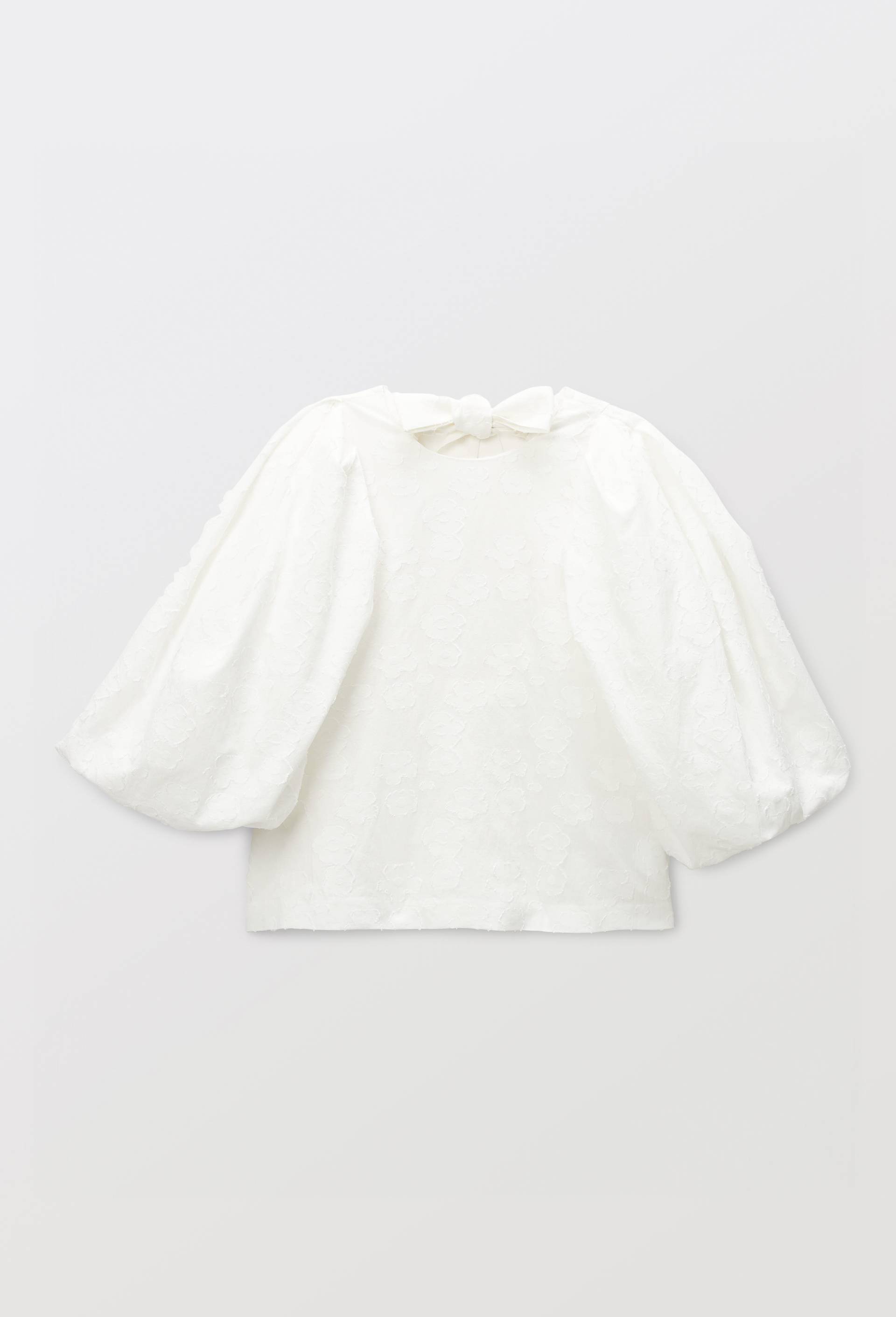 Top brod&eacute; manches bouffantes contenant du coton BIO GOTS, Blanc, large image number 3