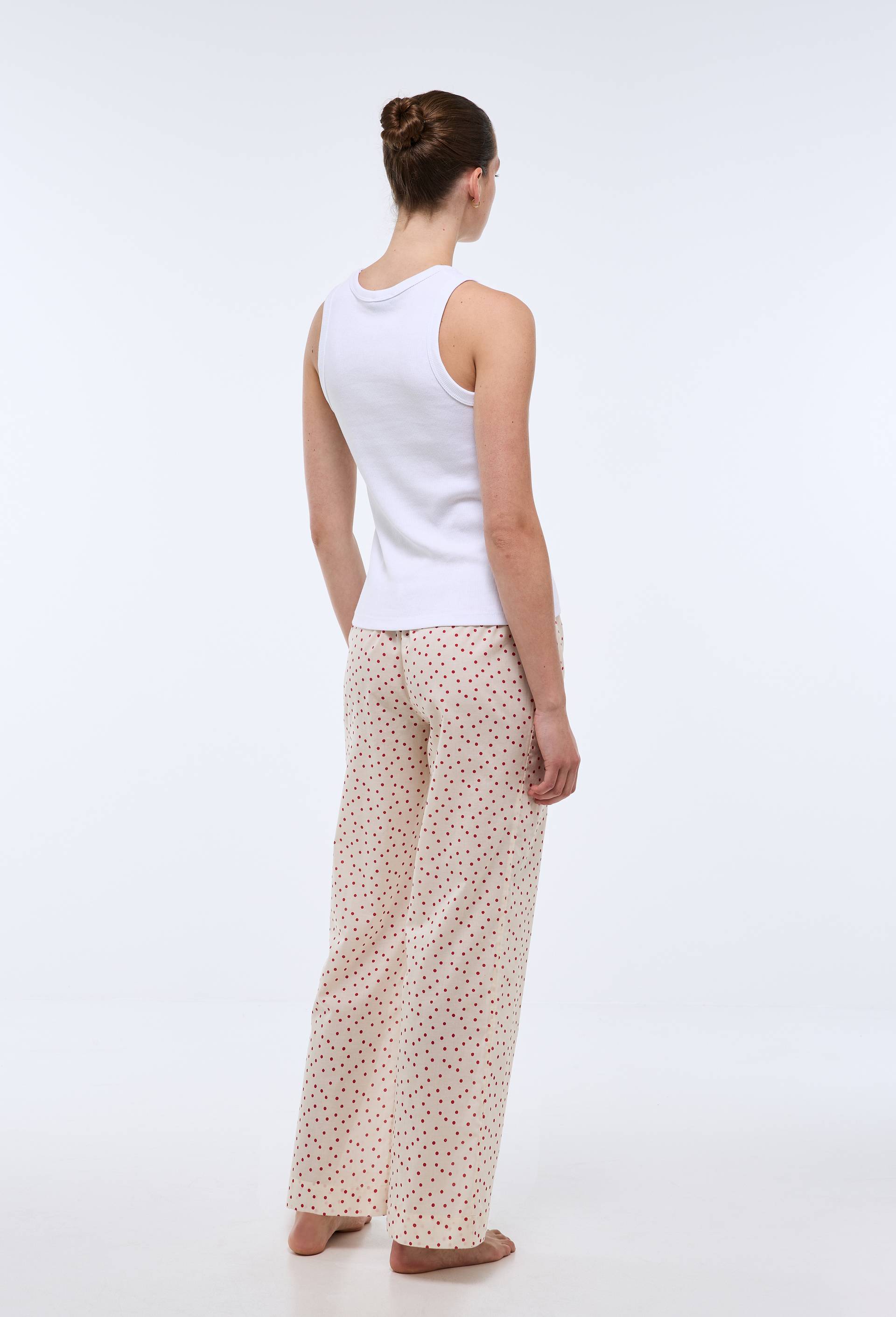 Pantalon &agrave; pois en coton bio GOTS, Ecru, large image number 1