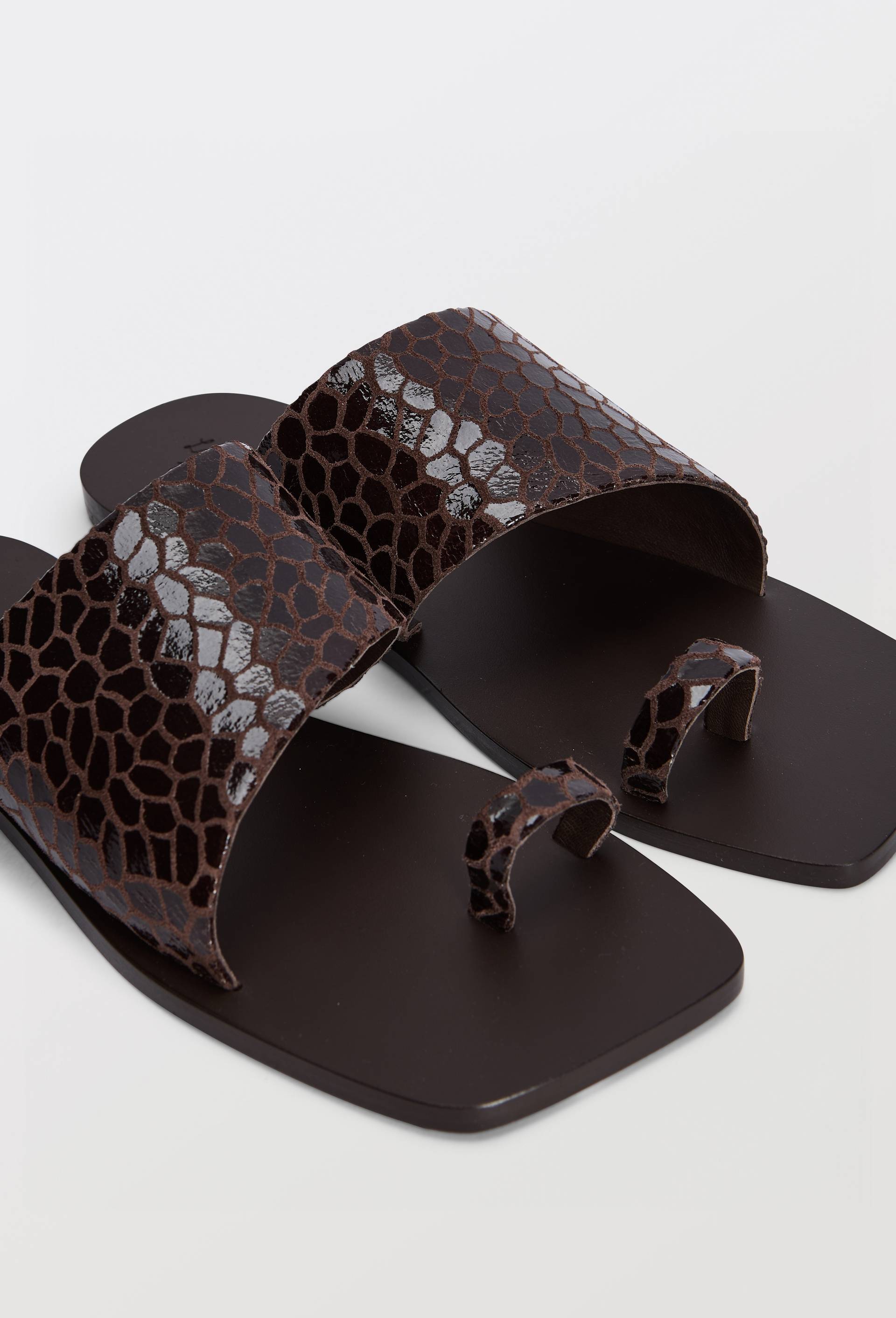 Sandales &agrave; motifs girafe en cuir - LOUIS BARTHELEMY x MONOPRIX, Brun, large image number 2.0