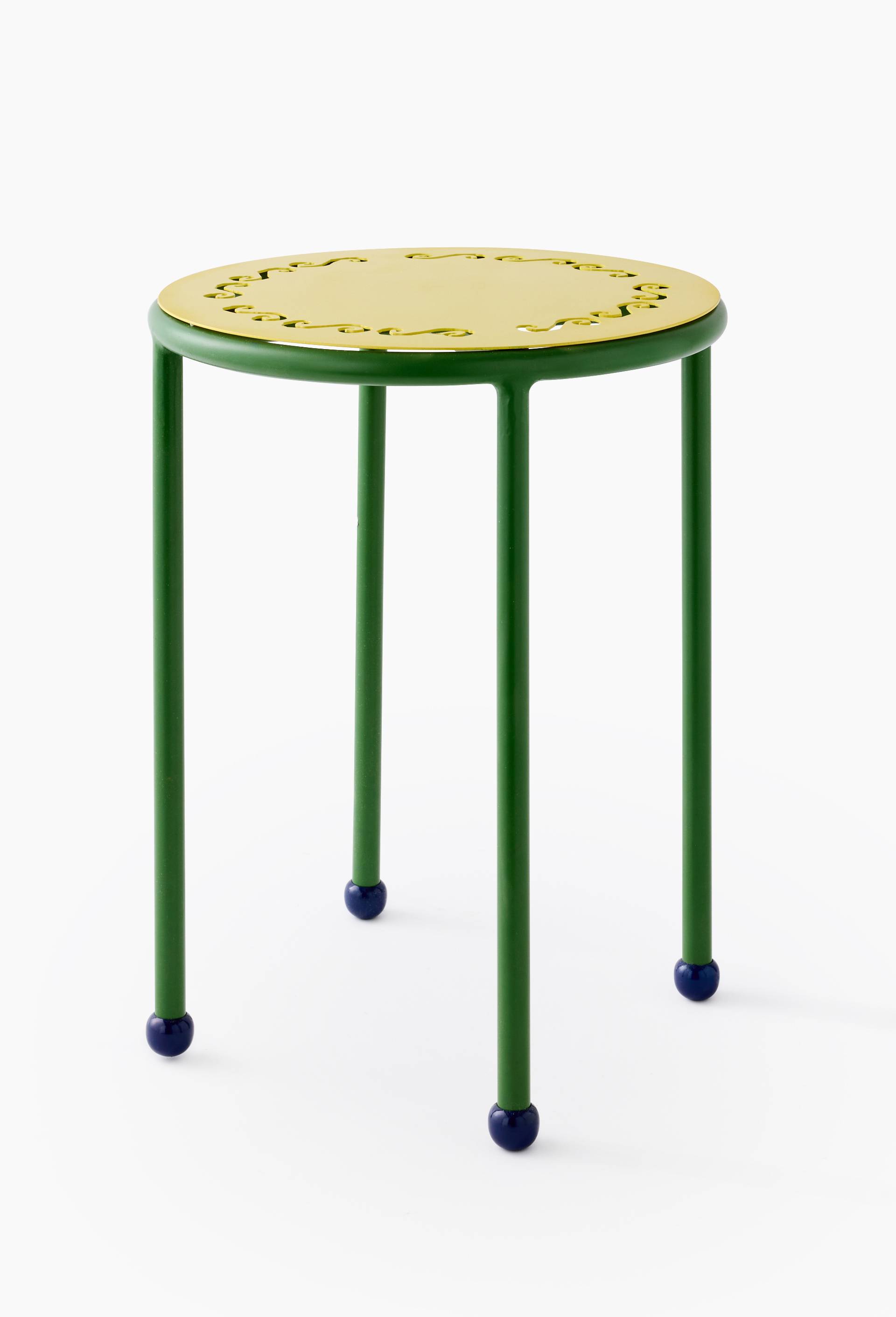 Tabouret bicolore, 35x46cm, en m&eacute;tal - LES CRAFTIES x MONOPRIX, Vert, large image number 1