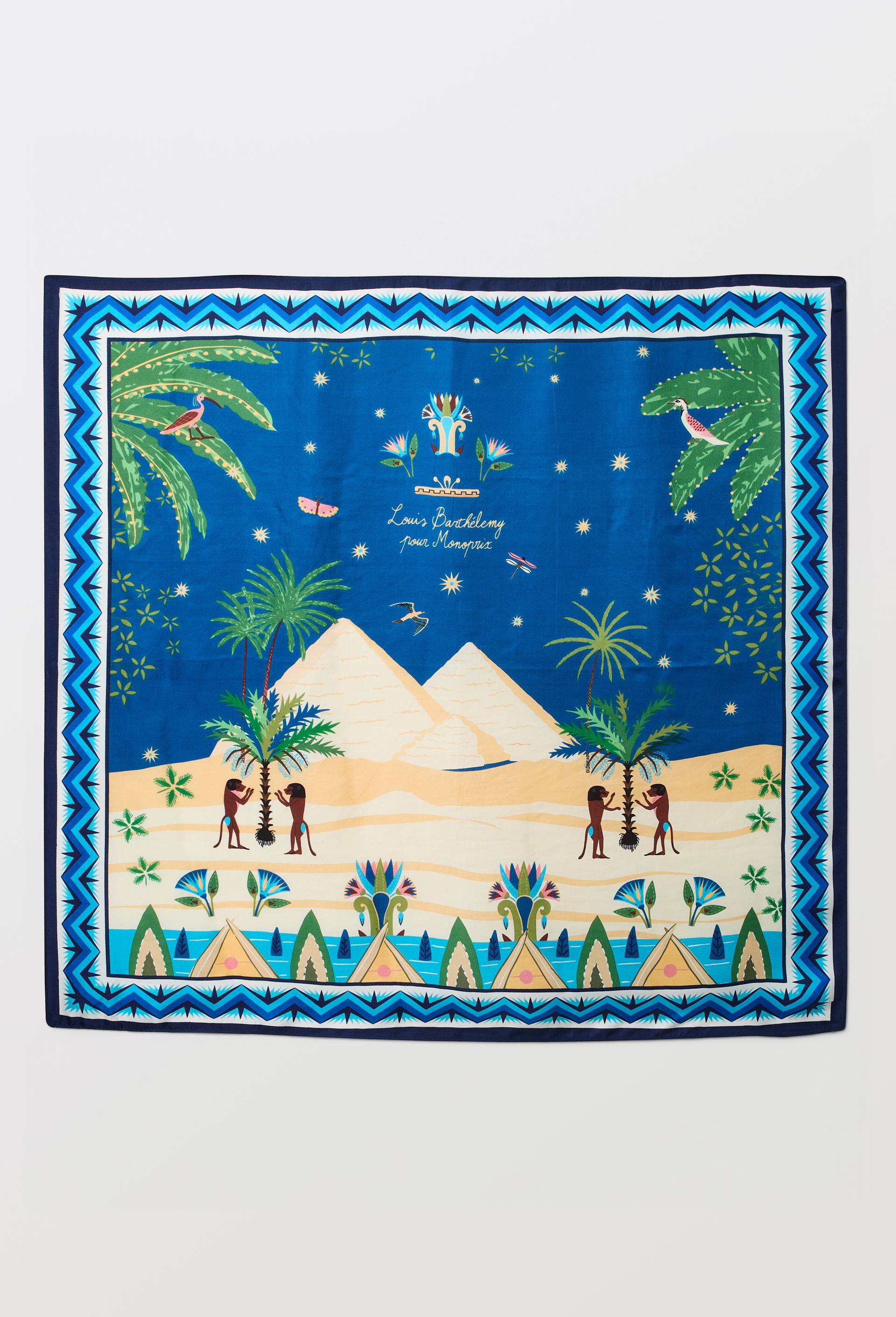 Foulard en soie - LOUIS BARTHELEMY x MONOPRIX, Bleu fonc&eacute;, large image number 0