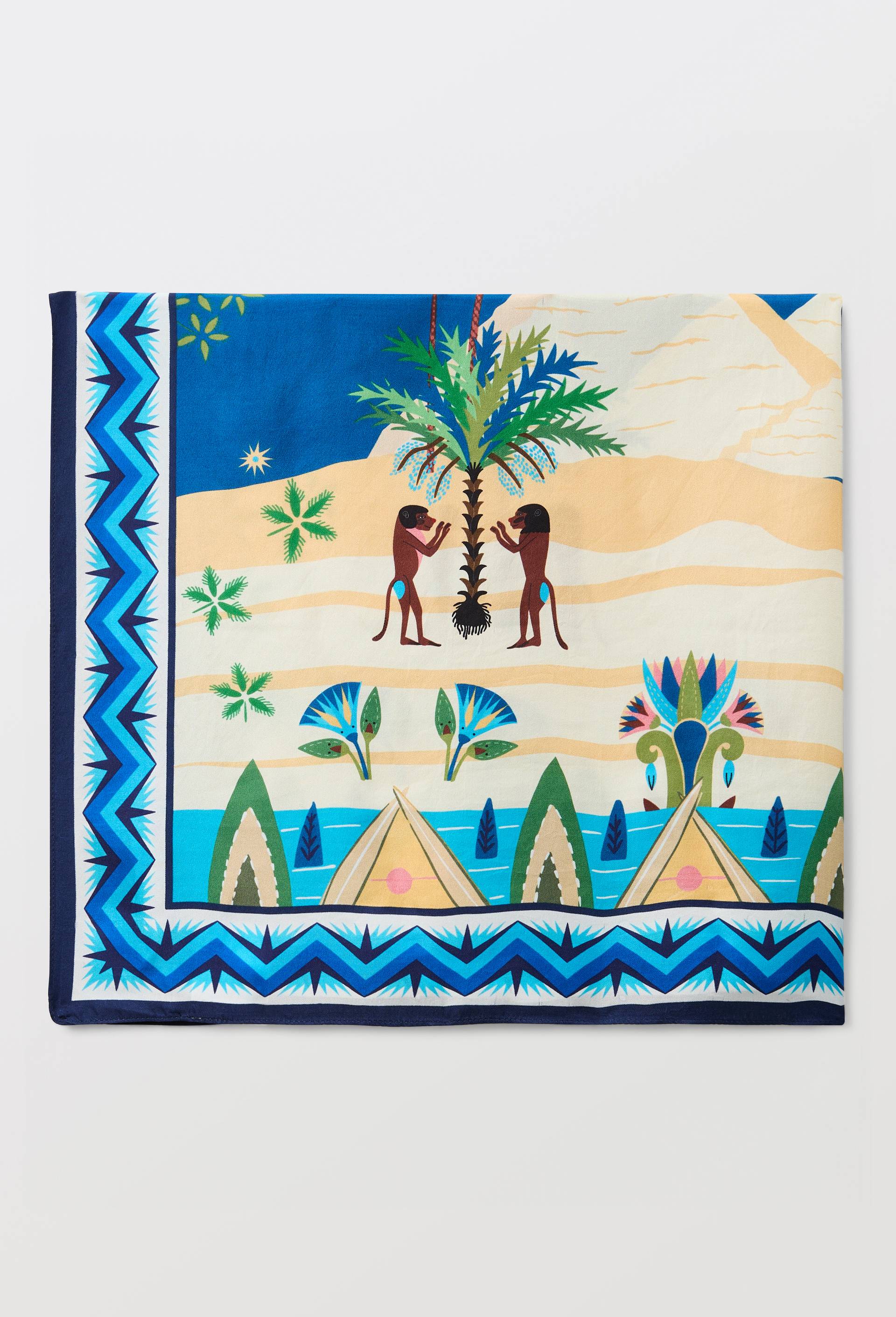 Foulard en soie - LOUIS BARTHELEMY x MONOPRIX, Bleu fonc&eacute;, large image number 1