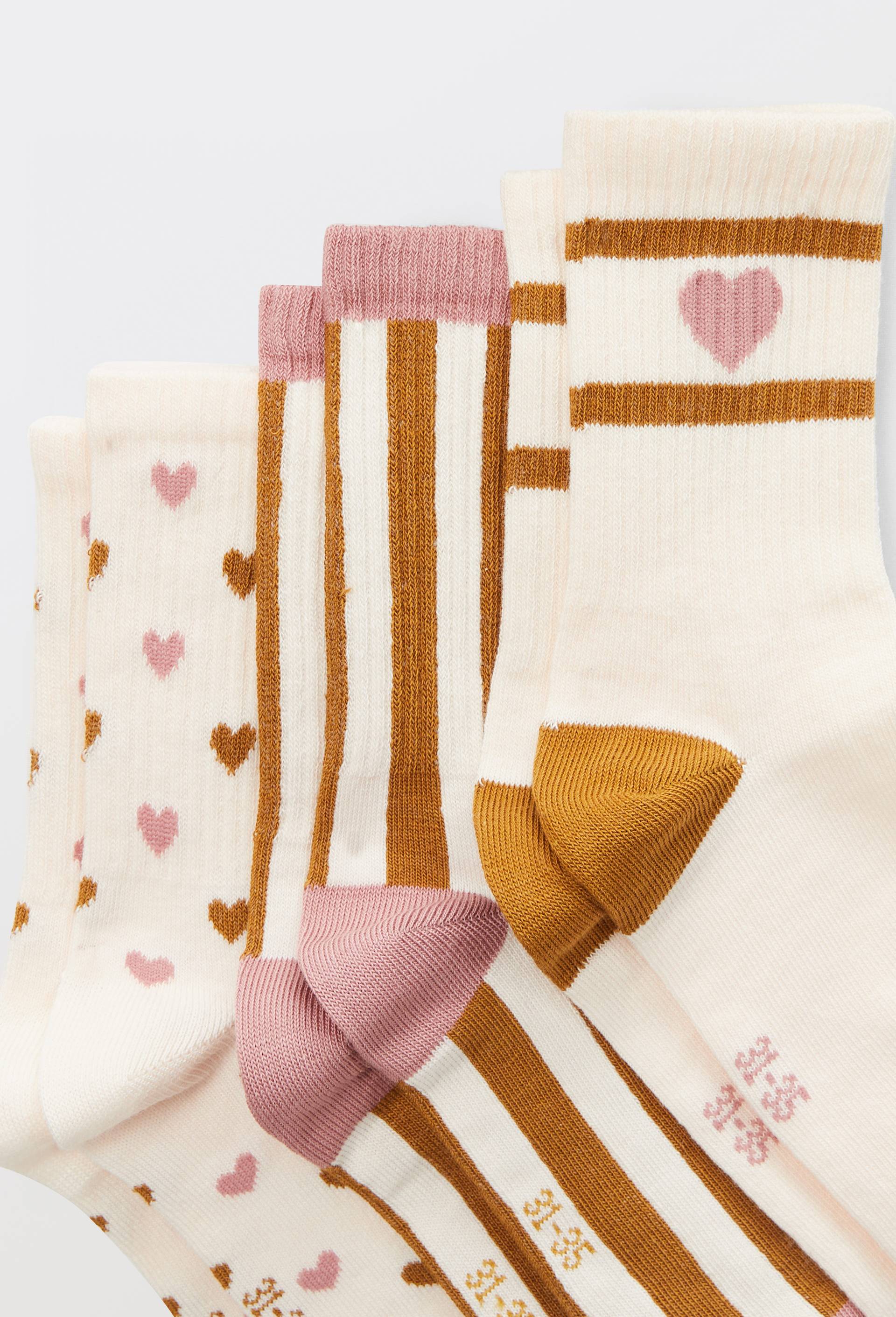 Lot de 3 paires de chaussettes courtes &agrave; motifs contenant du coton BIO, Brun, large image number 1