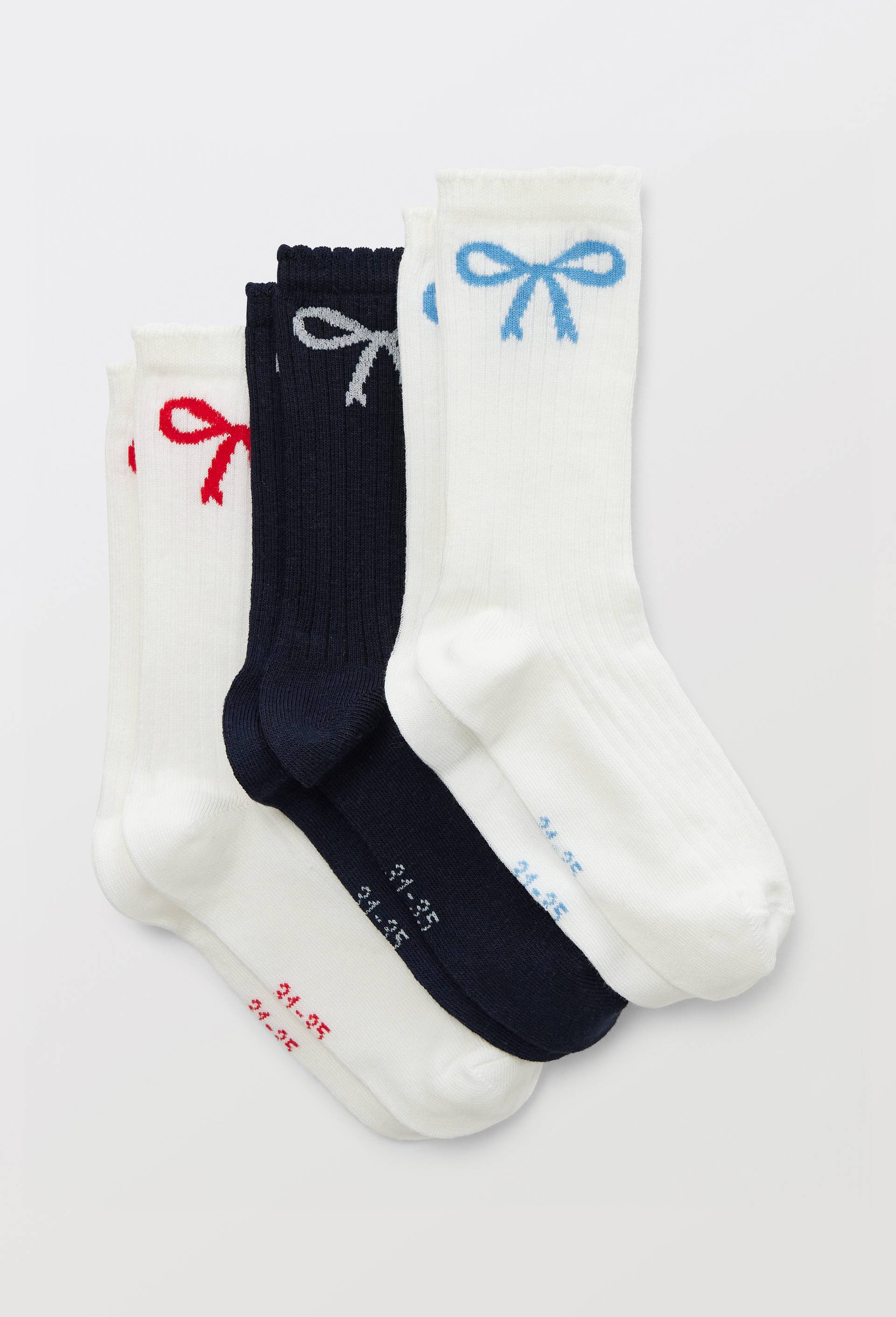 Lot de 3 paires de chaussettes courtes &agrave; motifs contenant du coton BIO, Ecru, large image number 0.0
