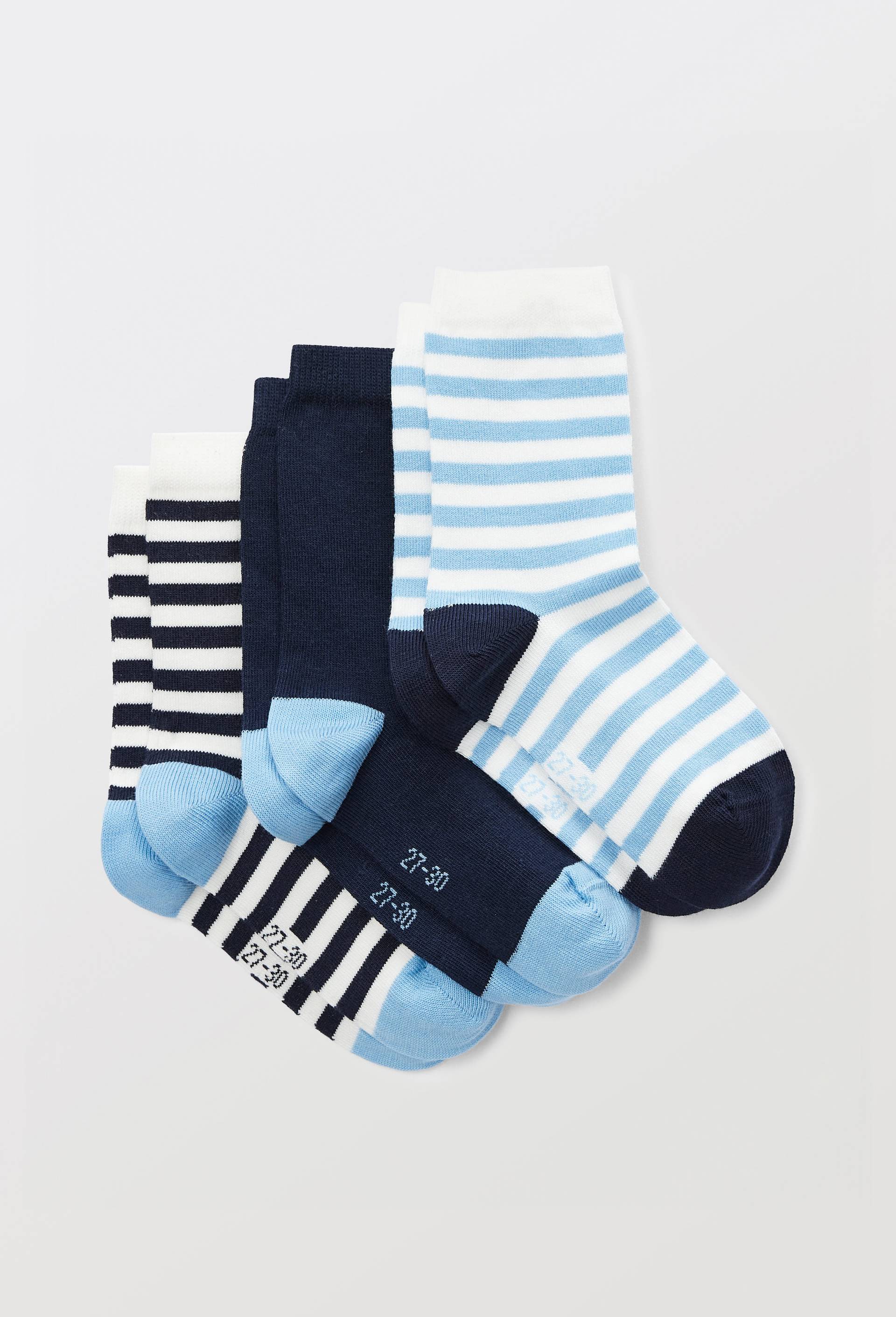 Lot de 3 paires de chaussettes courtes &agrave; motifs contenant du coton, Bleu fonc&eacute;, swatch image