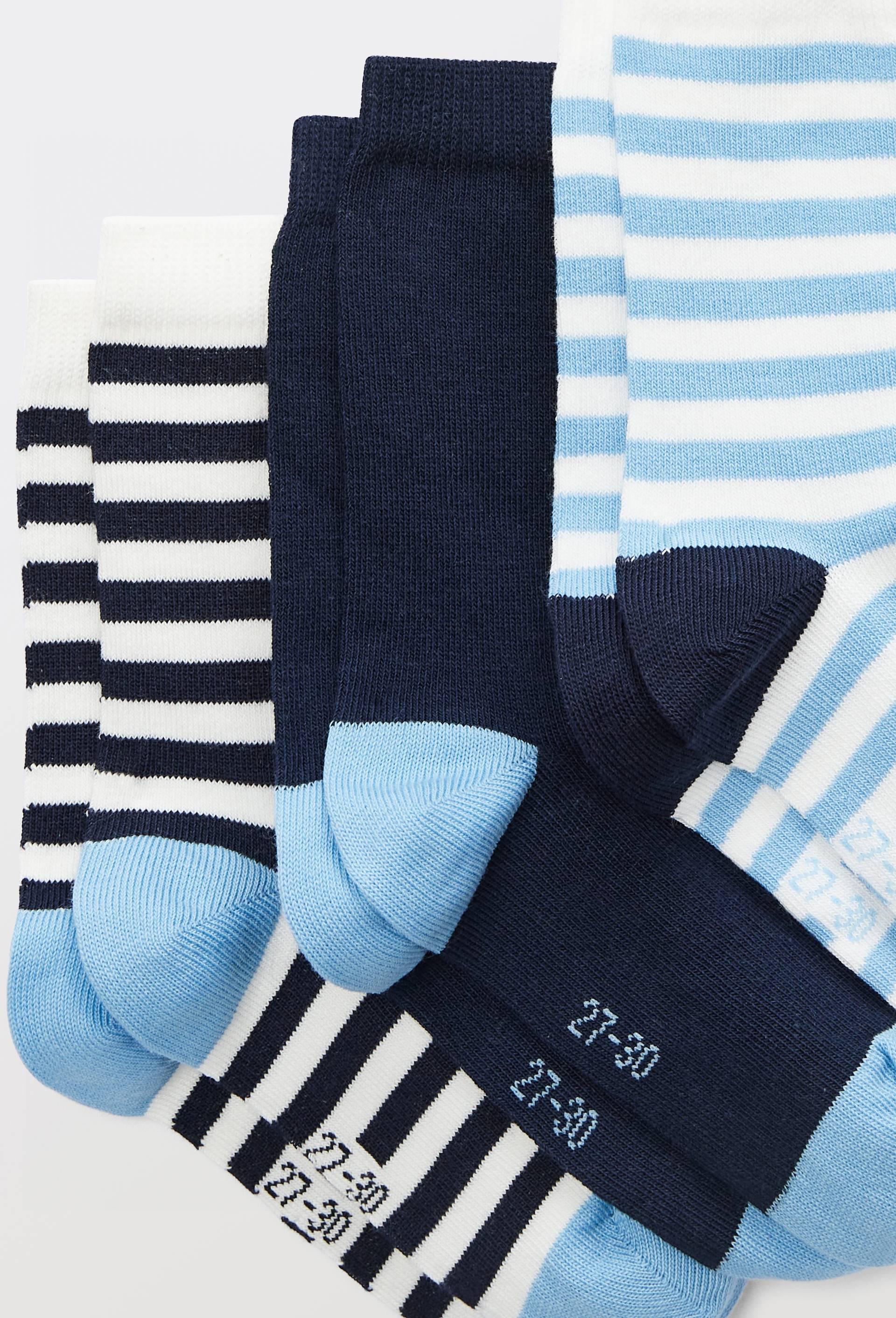Lot de 3 paires de chaussettes courtes &agrave; motifs contenant du coton, Bleu fonc&eacute;, large image number 1.0