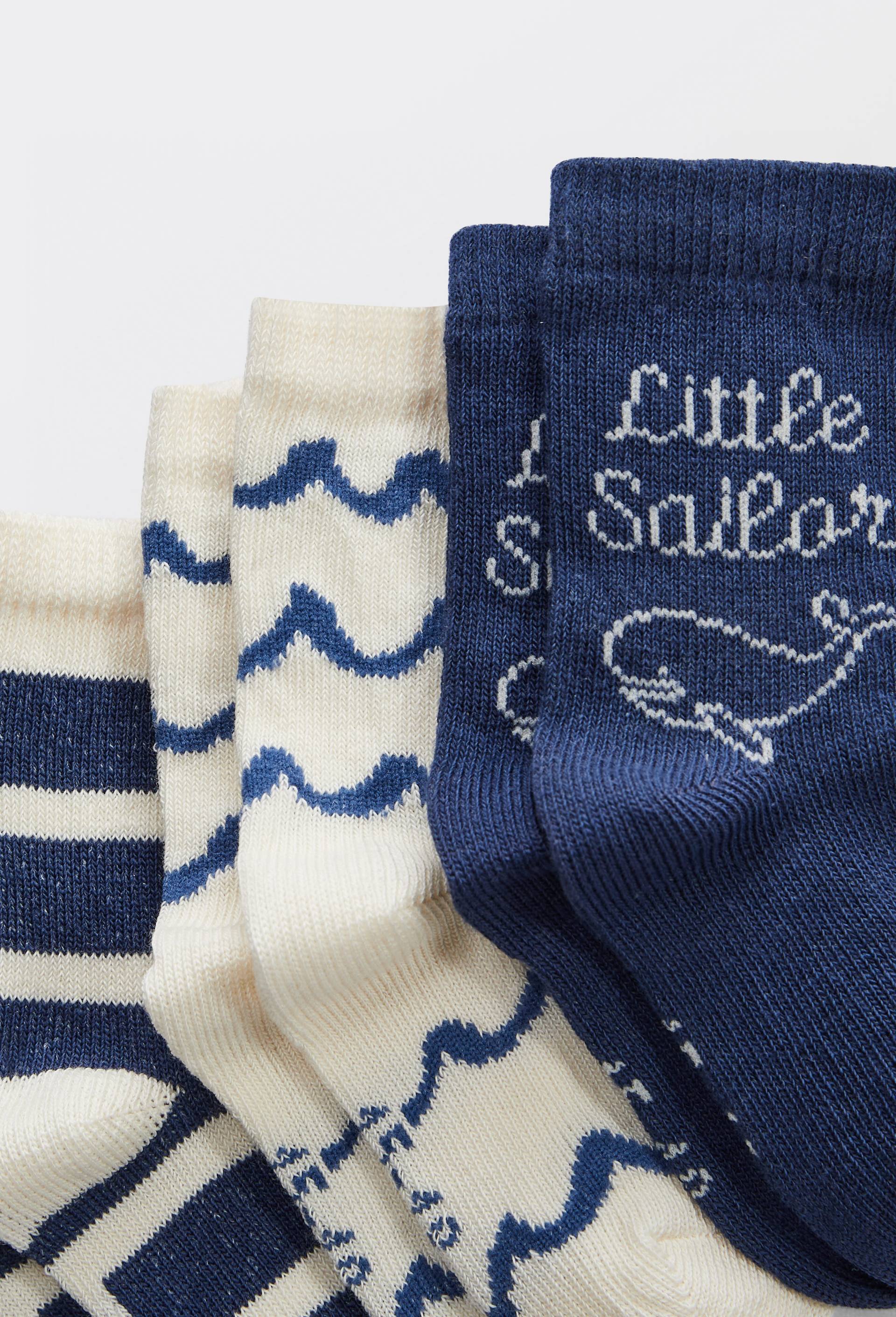 Lot de 3 paires de chaussettes courtes &agrave; motifs contenant du coton BIO, Bleu, large image number 1.0