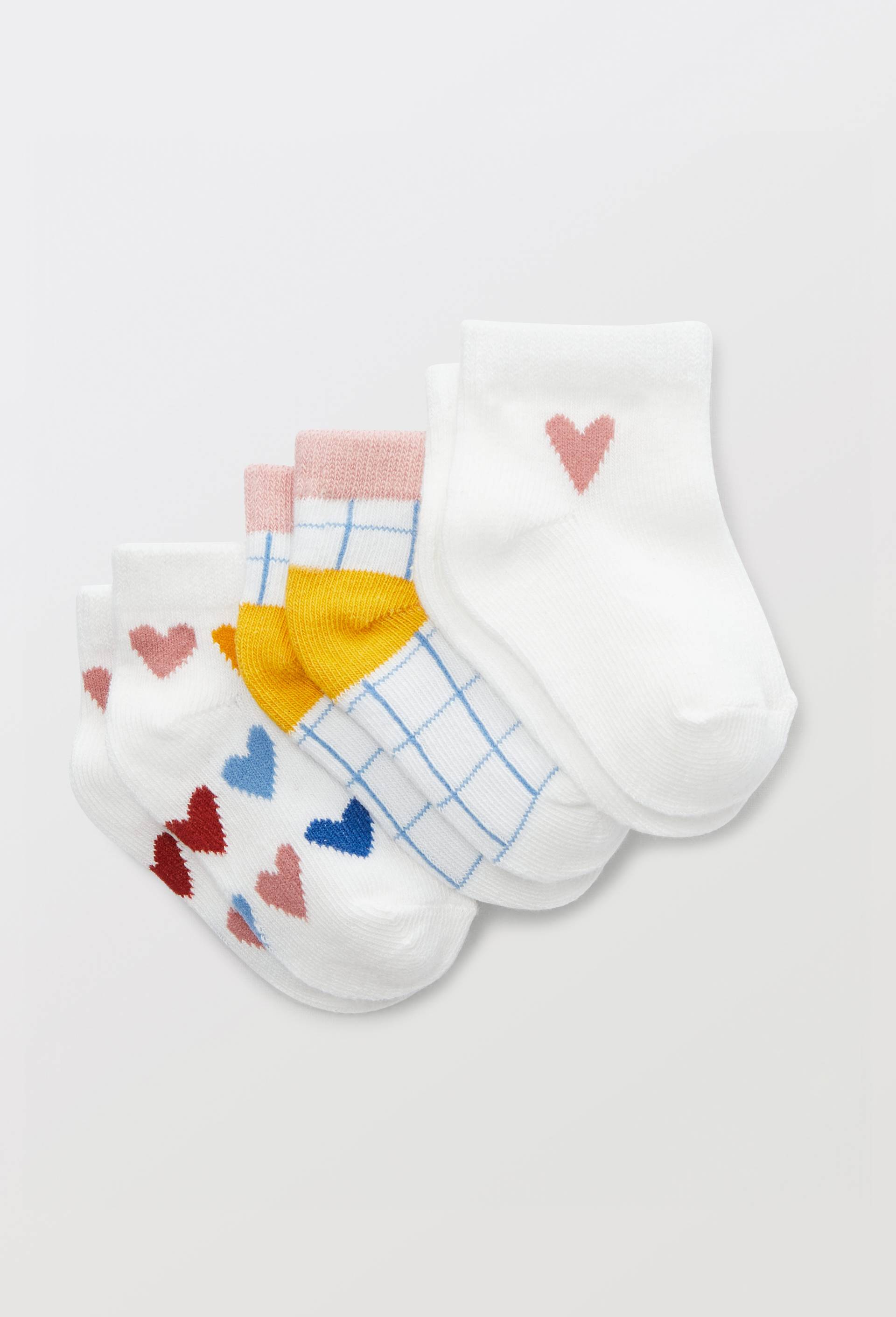 Lot de 3 paires de chaussettes courtes &agrave; motifs contenant du coton BIO, Rose clair, large image number 0.0
