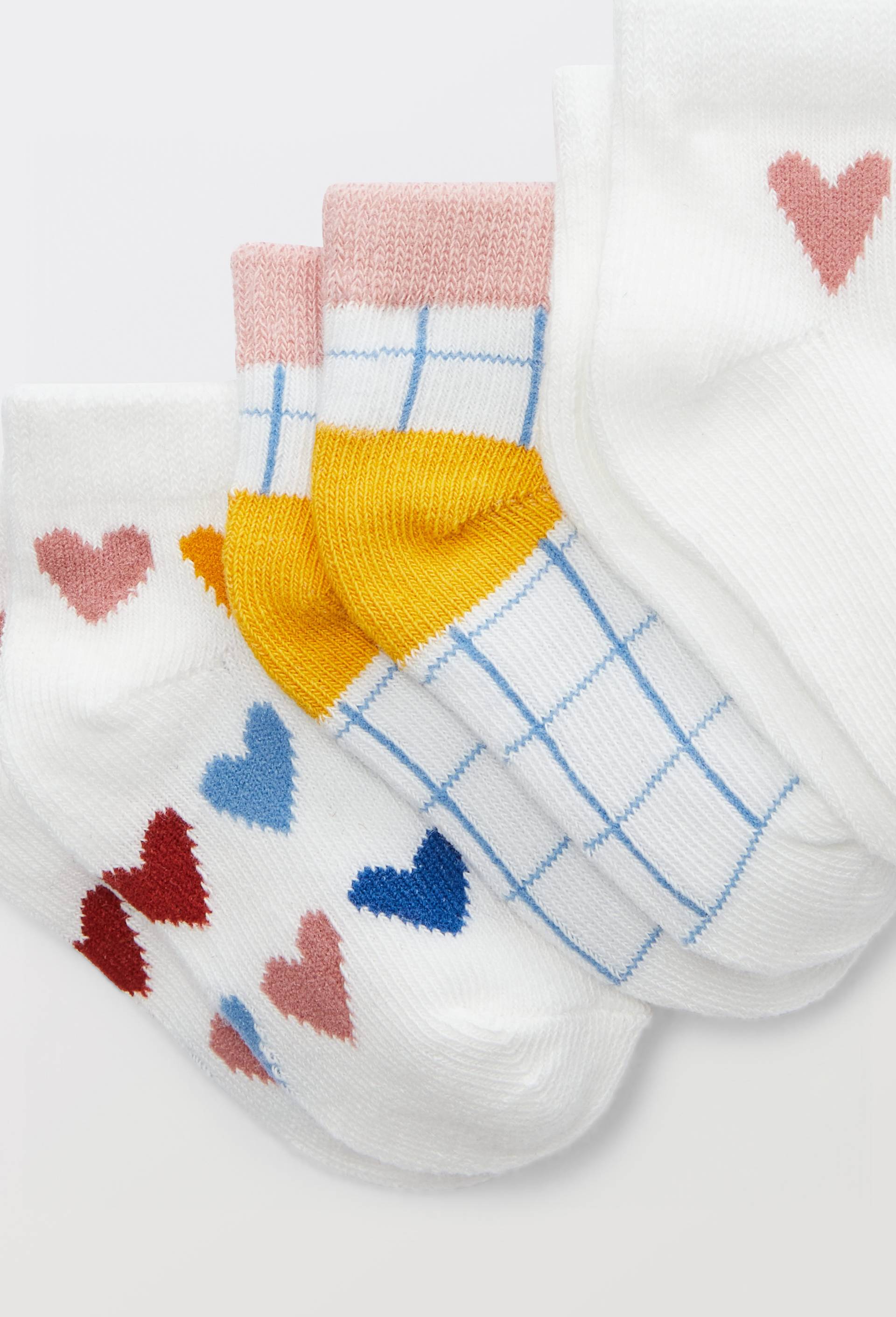 Lot de 3 paires de chaussettes courtes &agrave; motifs contenant du coton BIO, Rose clair, large image number 1.0