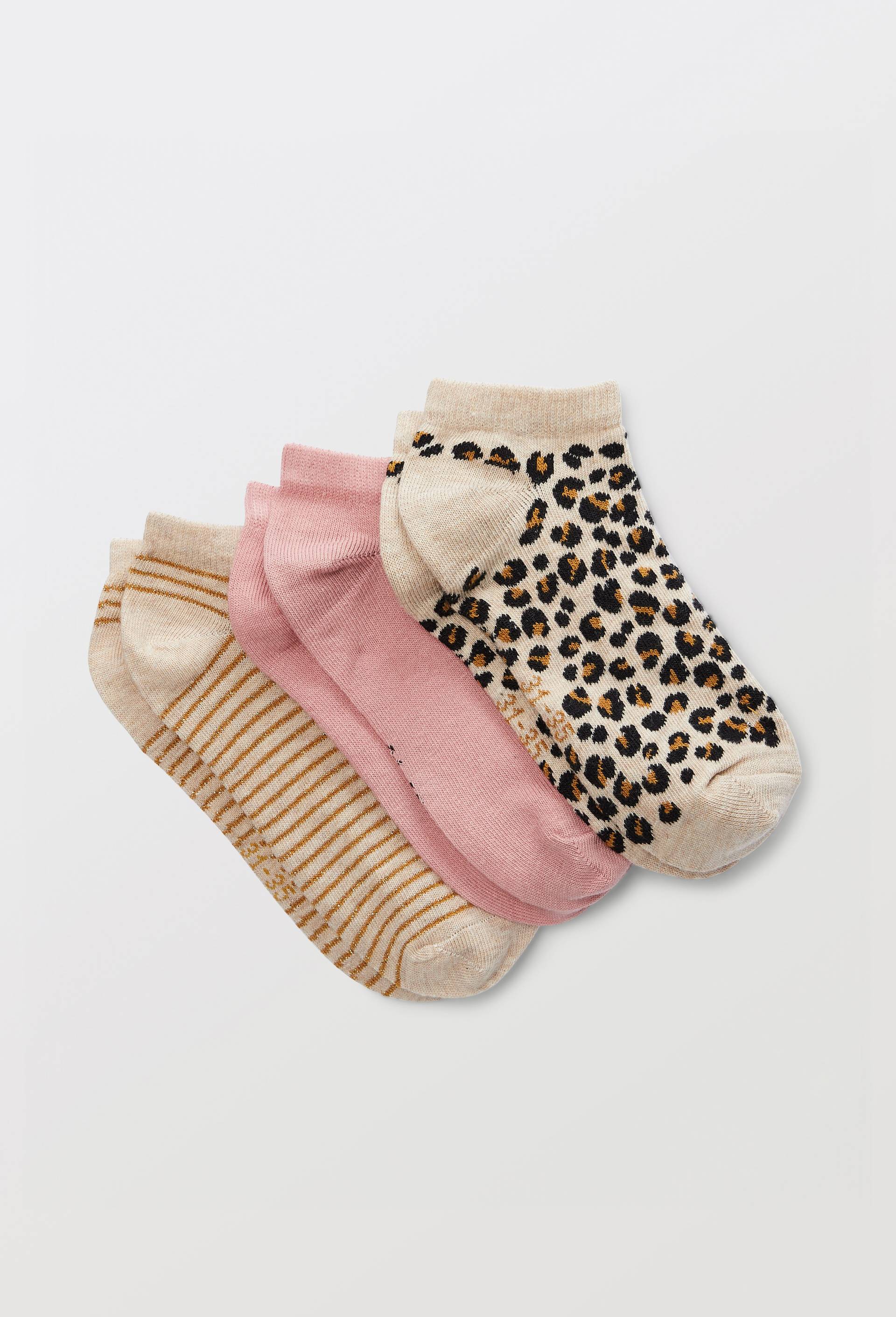 Lot de 3 paires de chaussettes courtes &agrave; motifs contenant du coton BIO, Brun, large image number 0.0