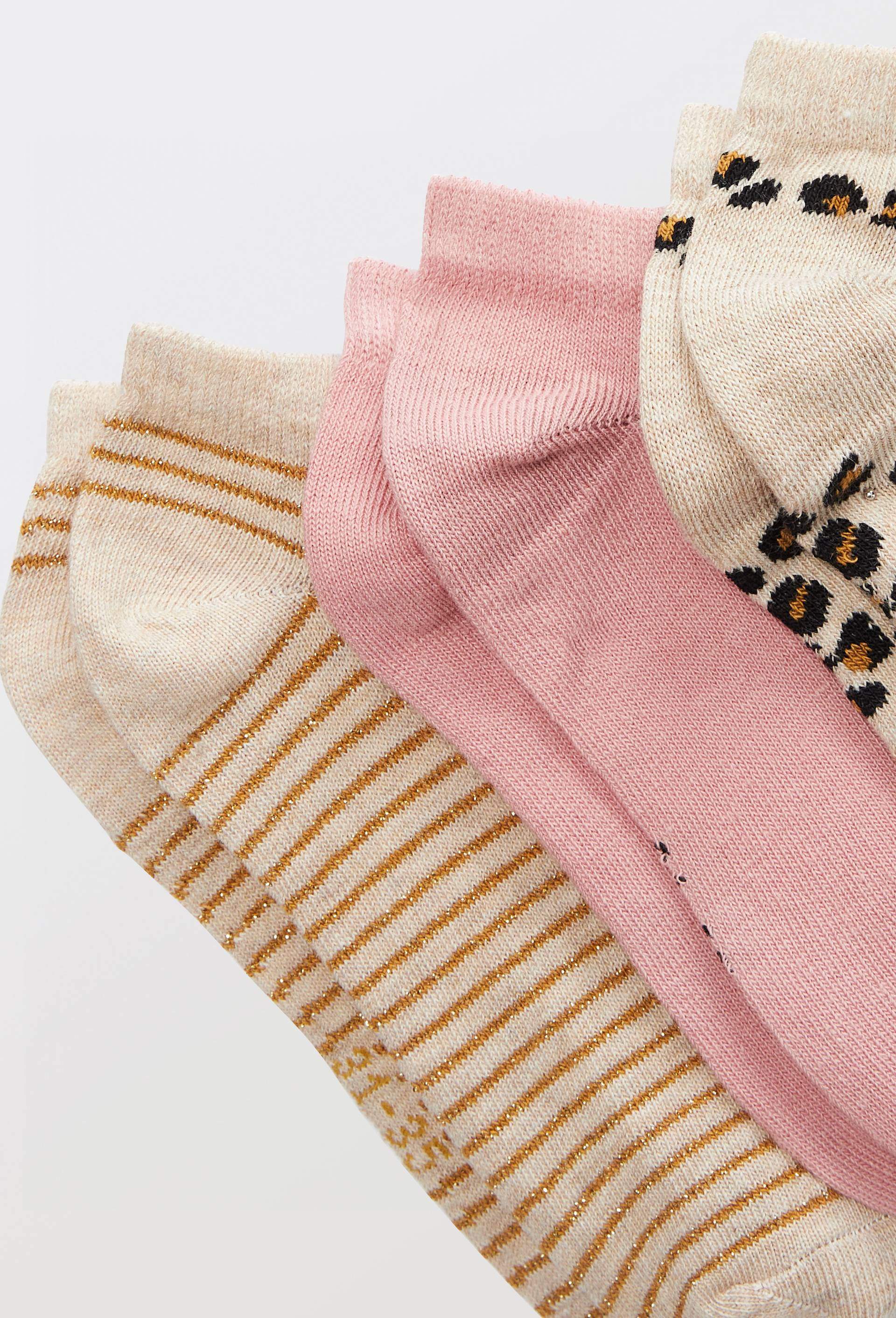 Lot de 3 paires de chaussettes courtes &agrave; motifs contenant du coton BIO, Brun, large image number 1.0