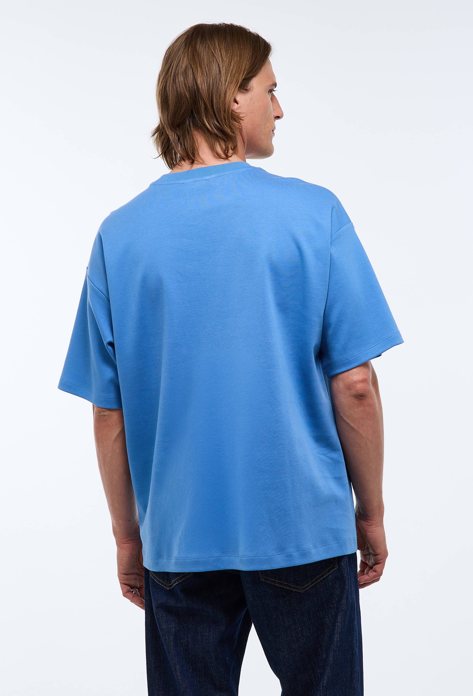 T-shirt  manches courtes interlock en coton bio GOTS, Bleu, large image number 1