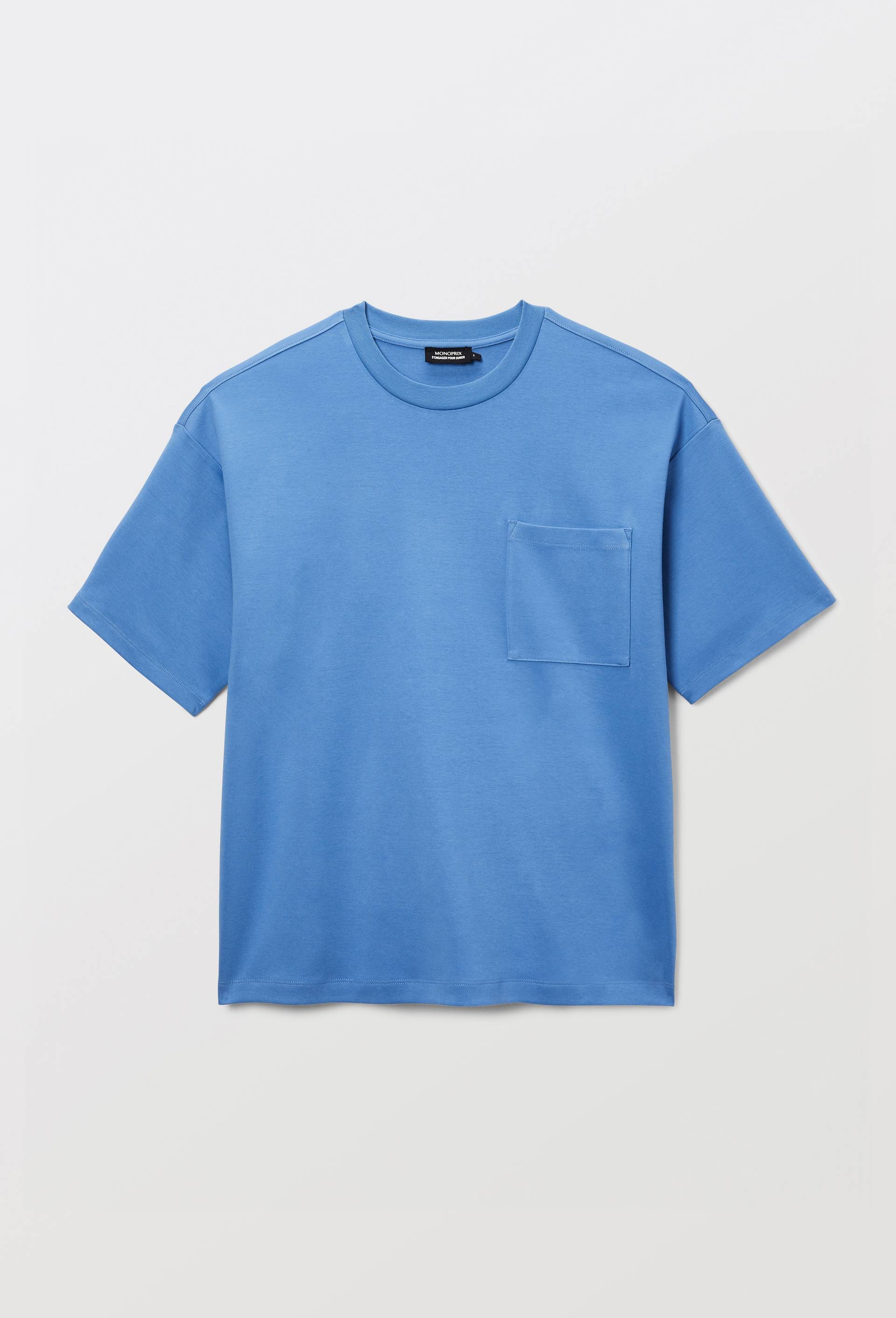 T-shirt  manches courtes interlock en coton bio GOTS, Bleu, large image number 2