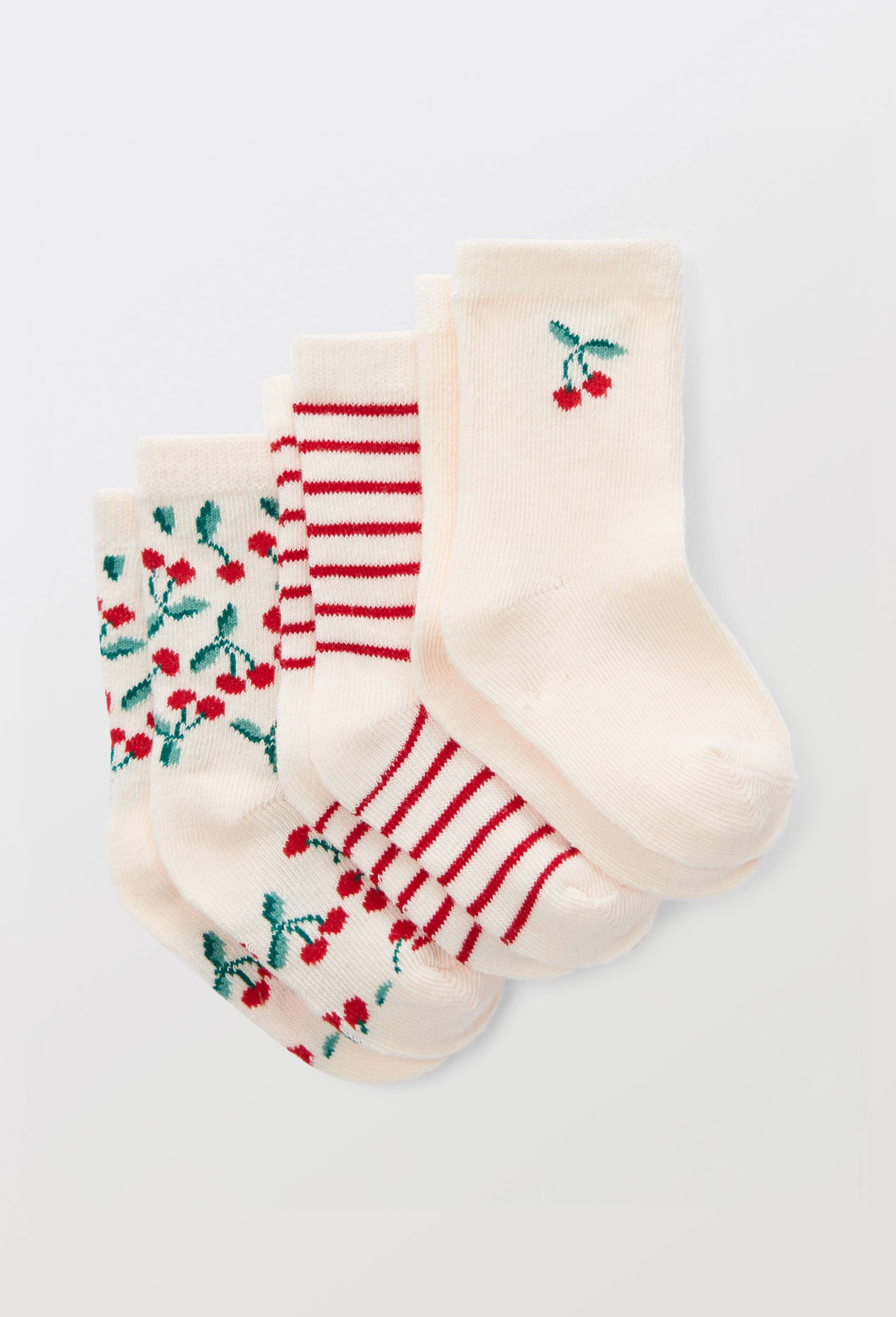 Lot de 3 paires de chaussettes courtes &agrave; motifs contenant du coton BIO, Rouge, large image number 0