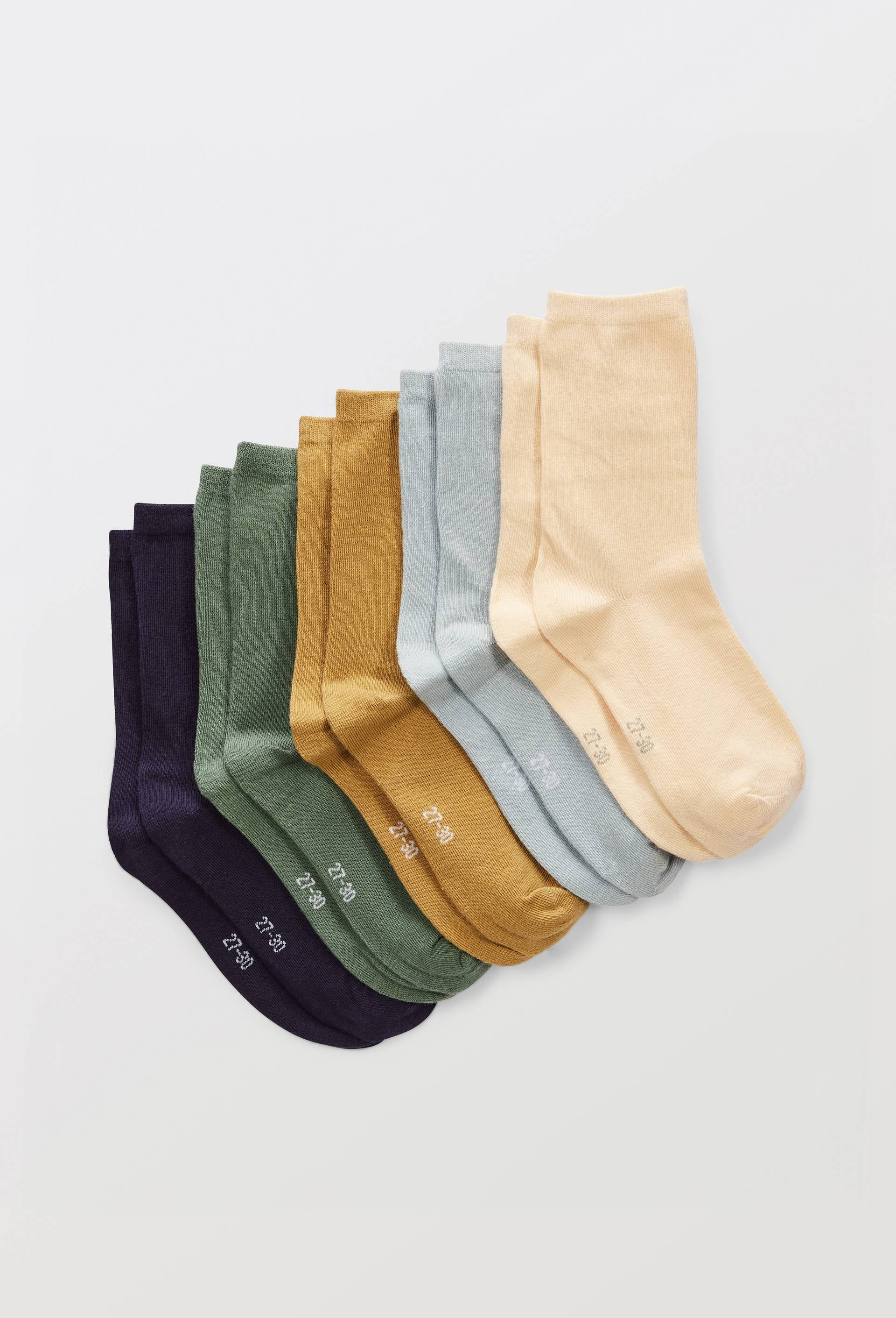 Lot de 5 paires de chaussettes unies contenant du coton BIO, Vert fonc&eacute;, swatch image