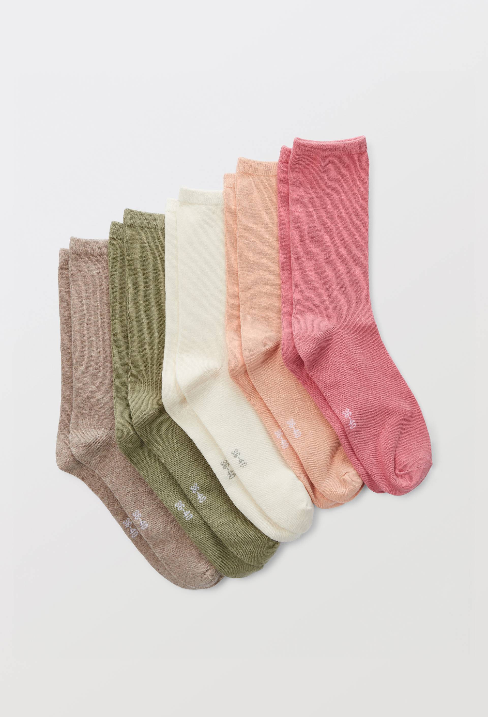 Lot de 5 paires de chaussettes unies contenant du coton BIO, Orange clair, swatch image