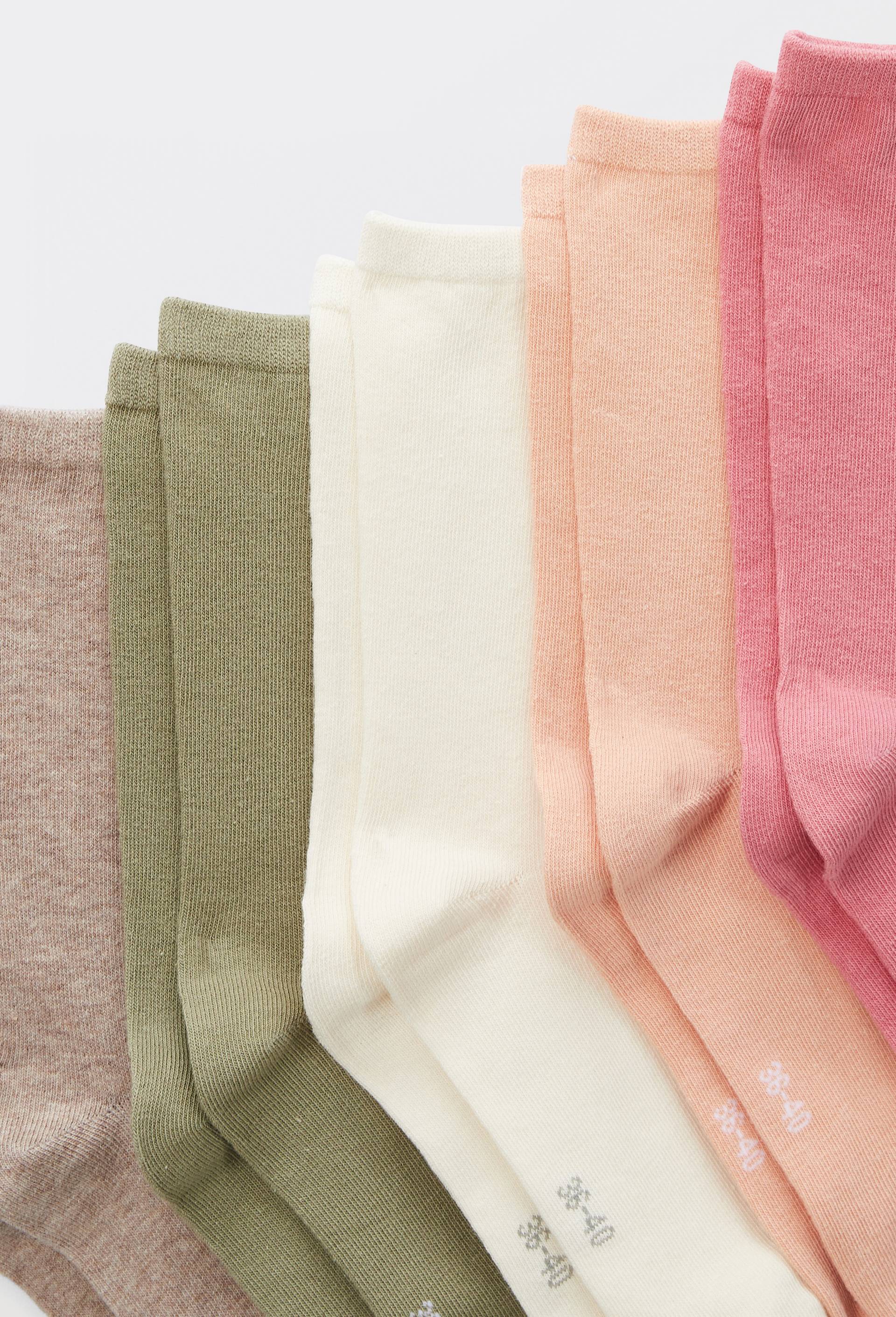 Lot de 5 paires de chaussettes unies contenant du coton BIO, Orange clair, large image number 1.0