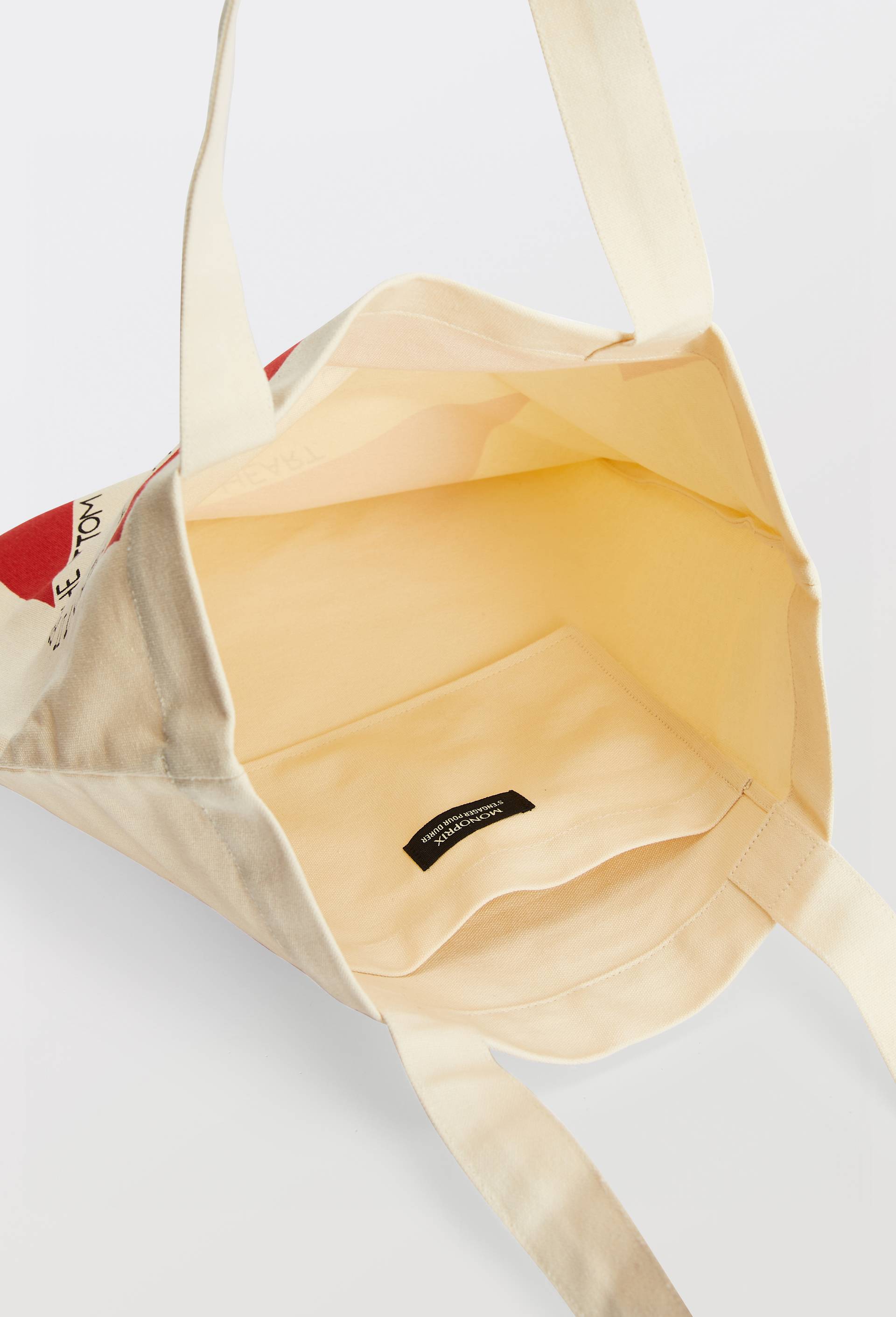 Tote bag brod&eacute; en coton BIO GOTS, Ecru, large image number 2.0