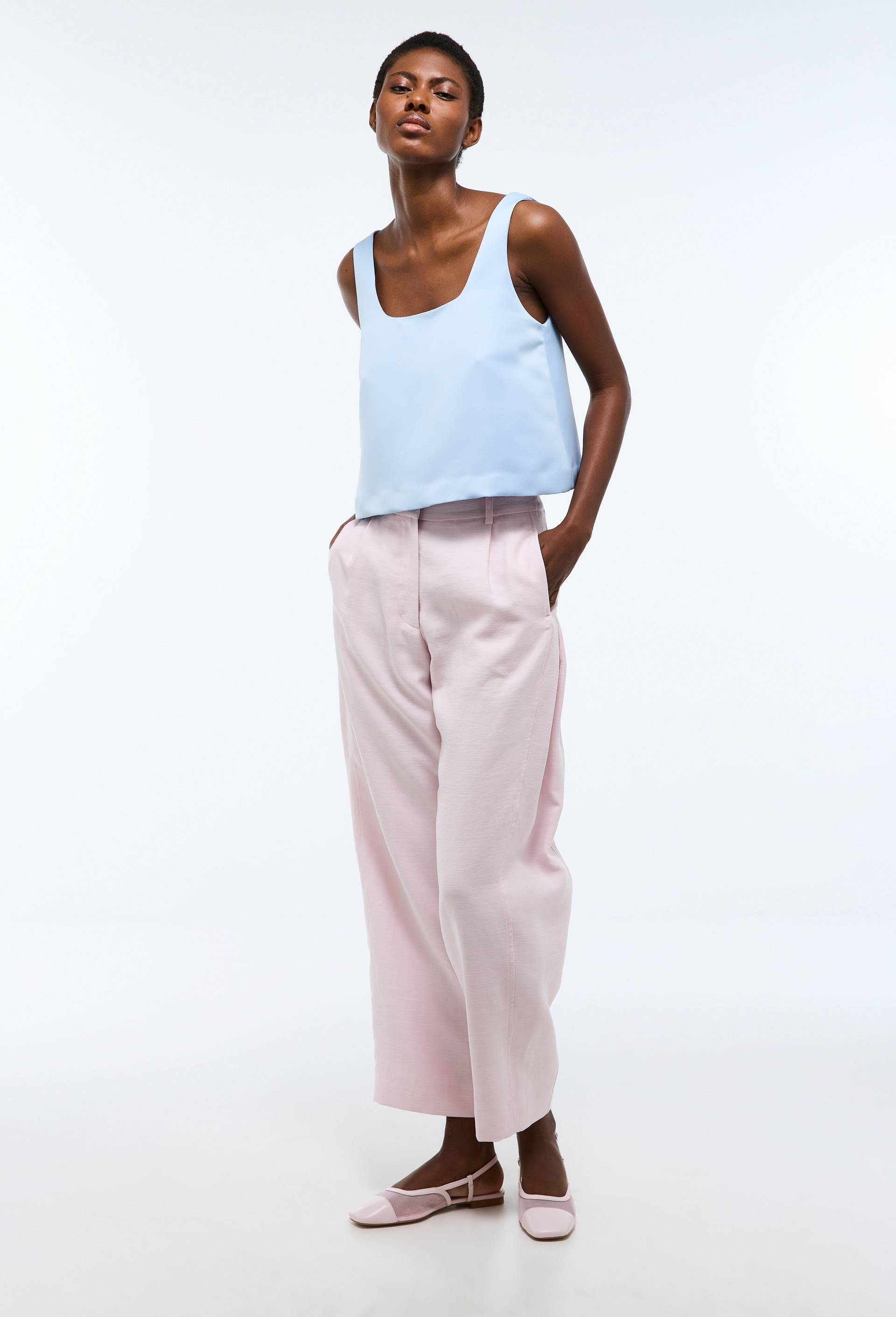 Top sans manches uni, Bleu clair, swatch image