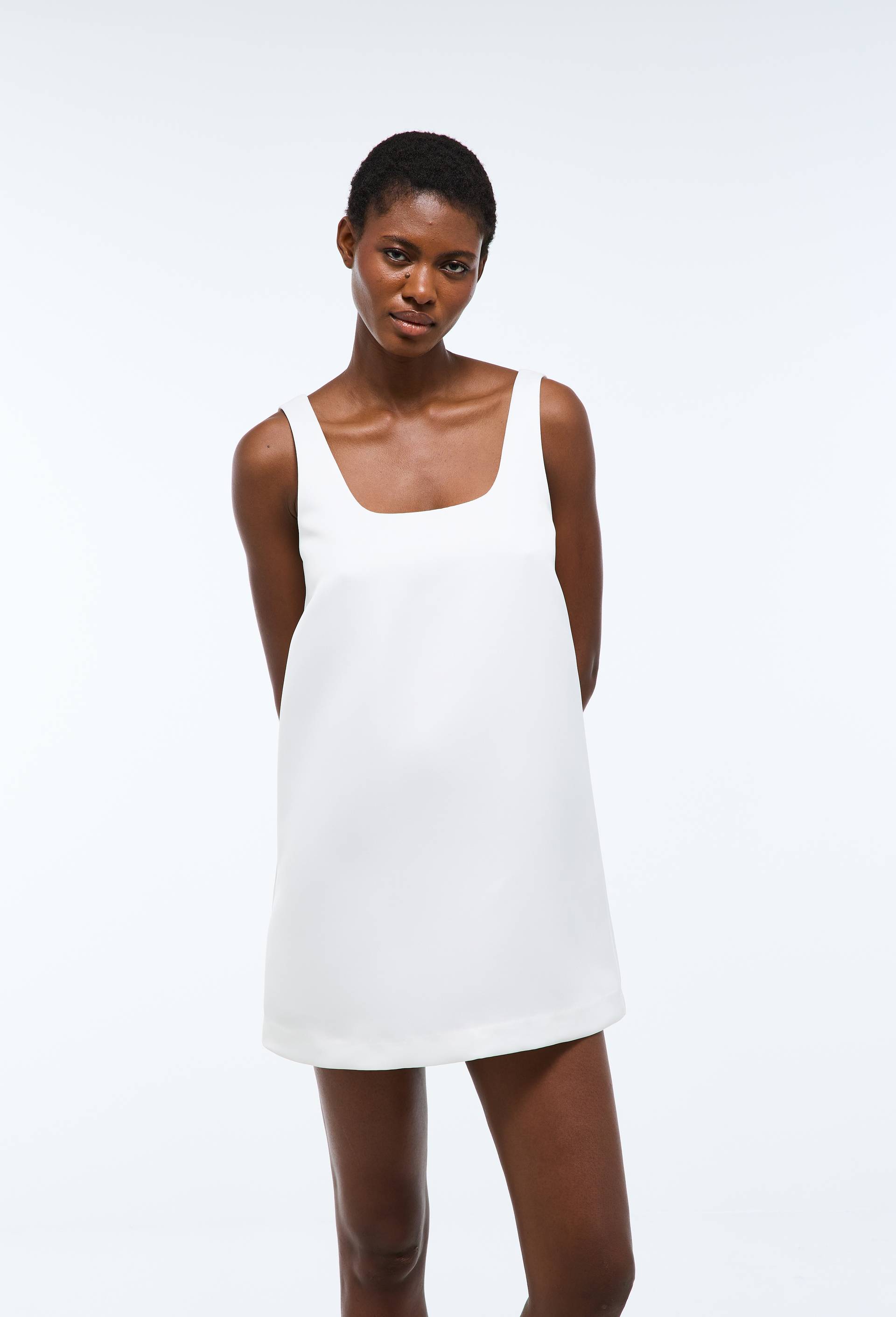 Robe courte unie, Blanc, large image number 0.0