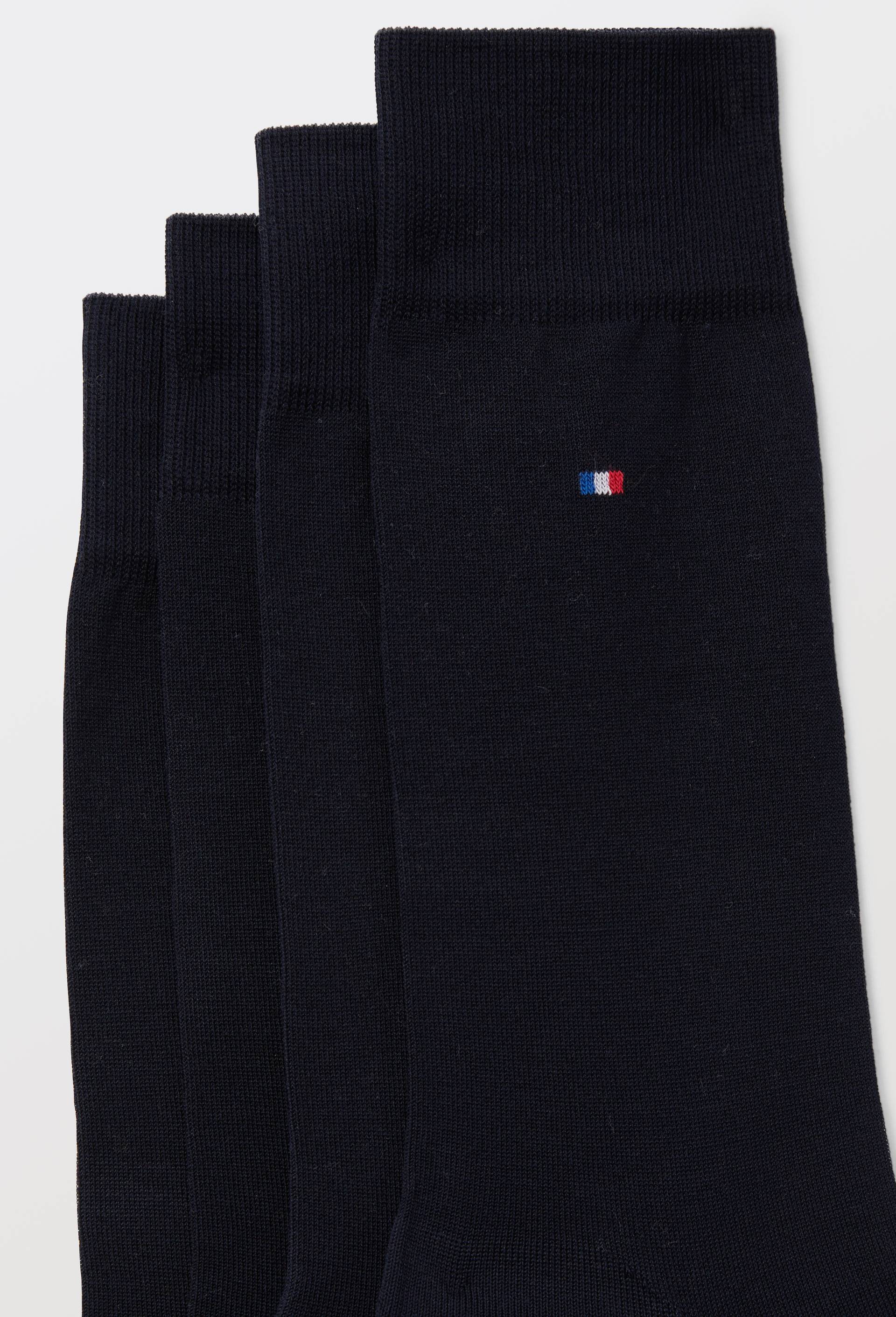 Lot de 2 chaussettes en fil d'&eacute;cosse en coton Fabrication Fran&ccedil;aise, Bleu fonc&eacute;, large image number 1
