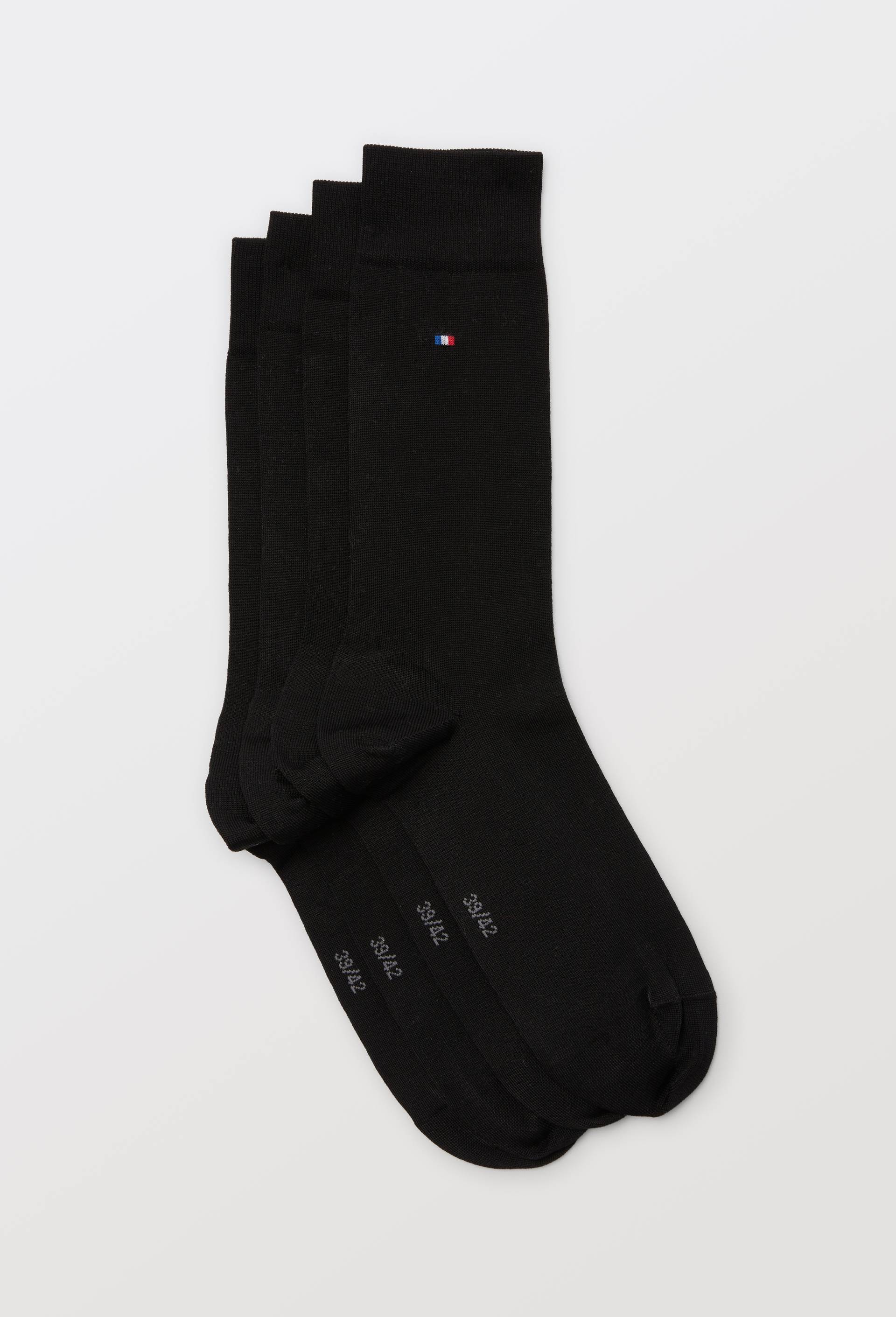 Lot de 2 chaussettes en fil d'&eacute;cosse en coton Fabrication Fran&ccedil;aise, Noir, large image number 0