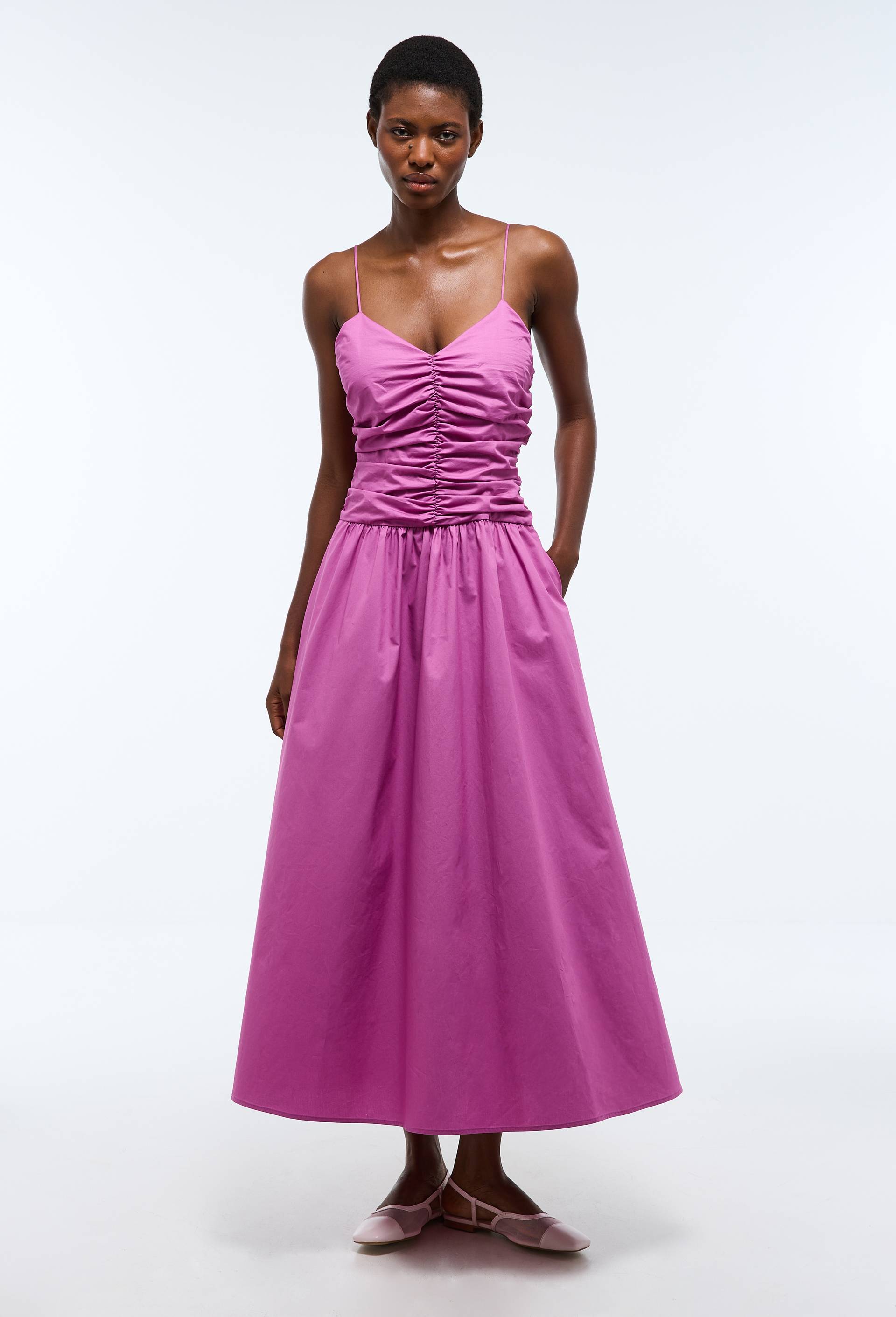 Robe longue unie en coton BIO GOTS, Violet, large