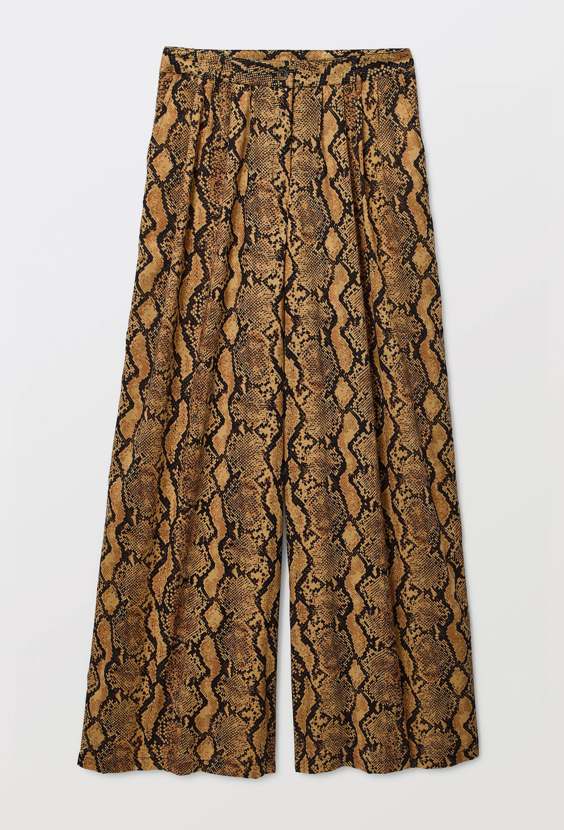 Pantalon large en coton imprim&eacute; python, Brun clair, large image number 3