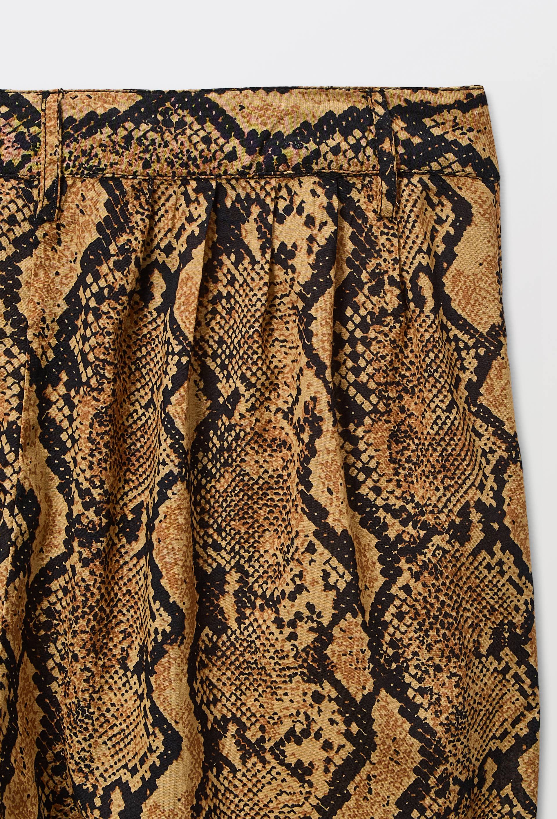 Pantalon large en coton imprim&eacute; python, Brun clair, large image number 5.0