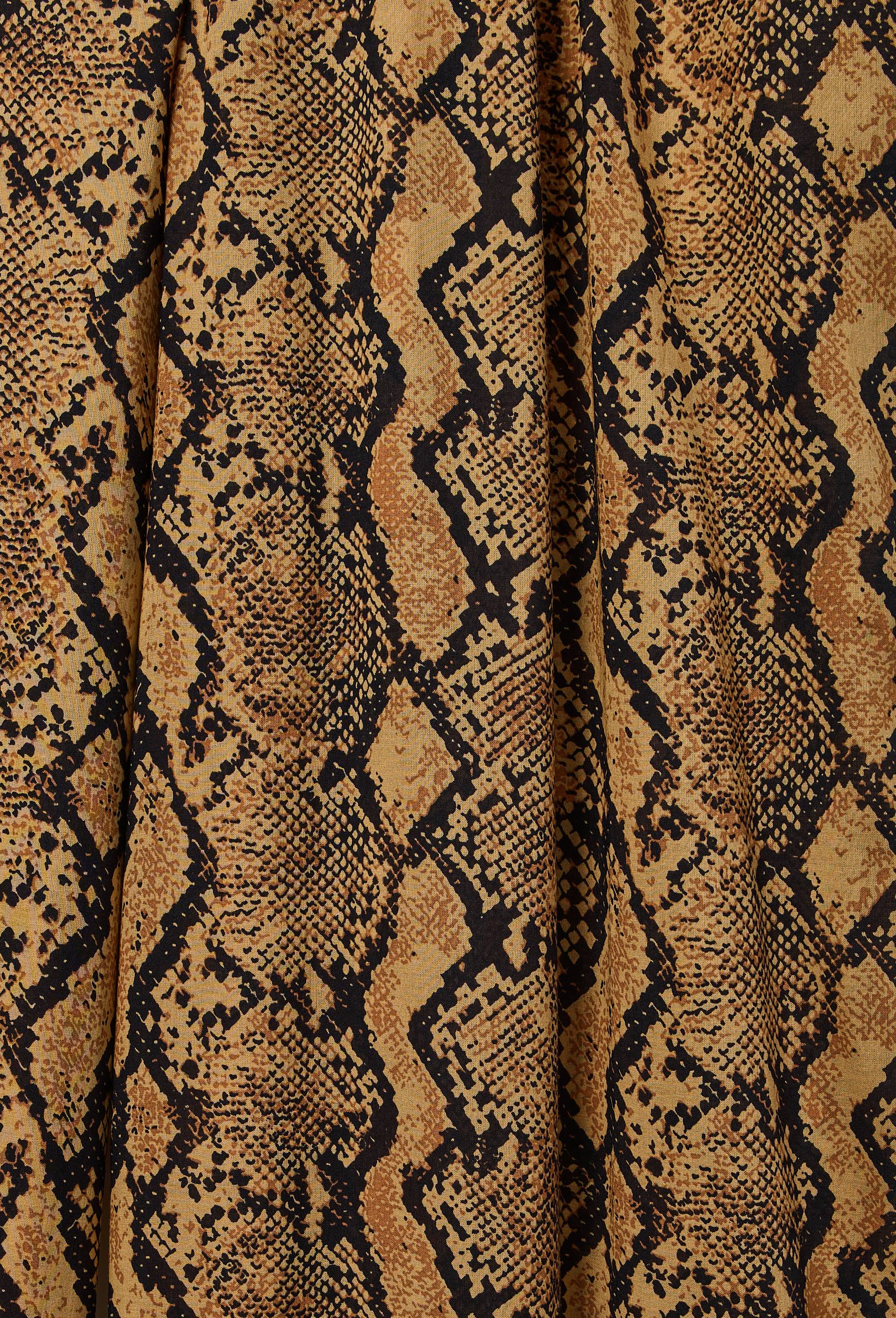 Pantalon large en coton imprim&eacute; python, Brun clair, large image number 6