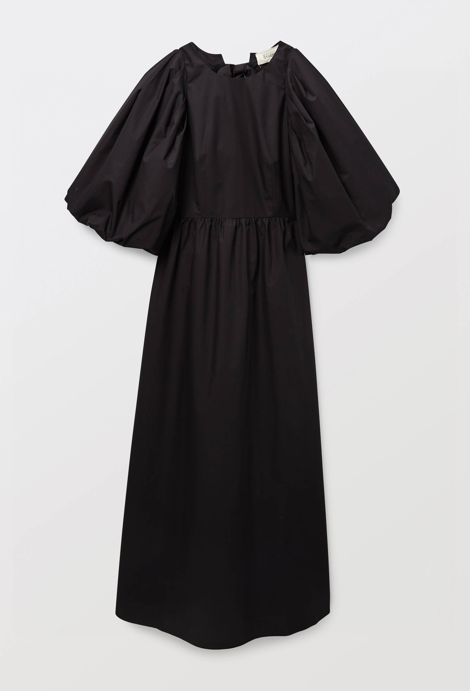 Robe longue manches bouffantes en coton BIO GOTS, Noir, large image number 3.0