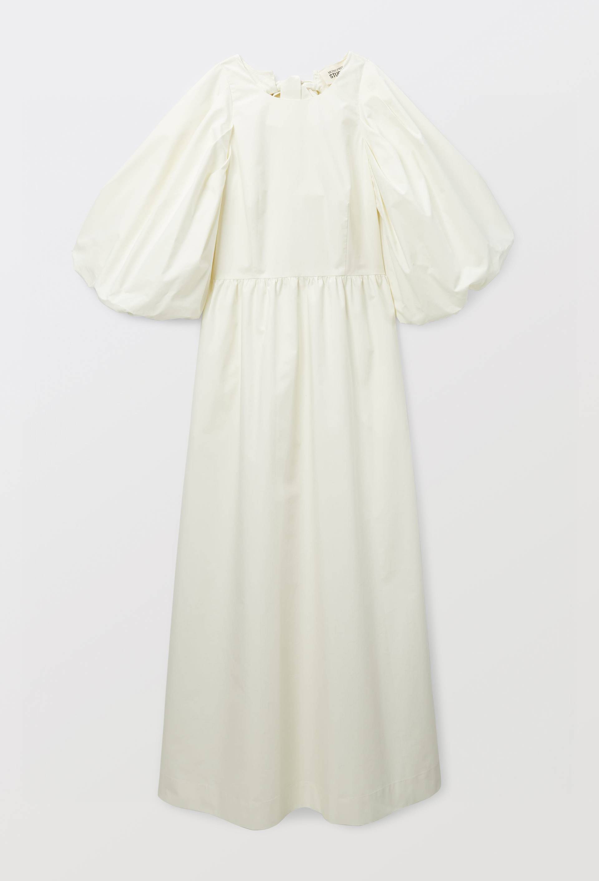 Robe longue manches bouffantes en coton BIO GOTS, Ecru, large image number 3