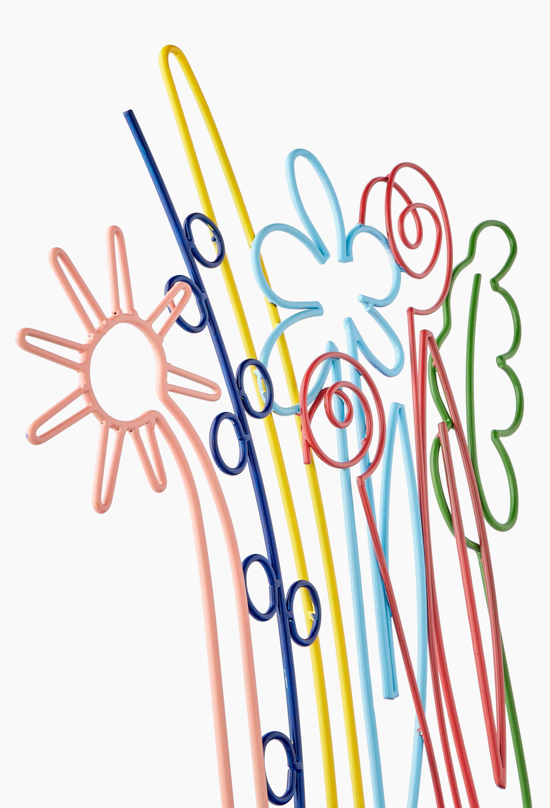 EXCLU WEB - Chaise fleurs, 118x41x40cm, en m&eacute;tal - BD GRAFT x MONOPRIX, Bleu, large image number 2