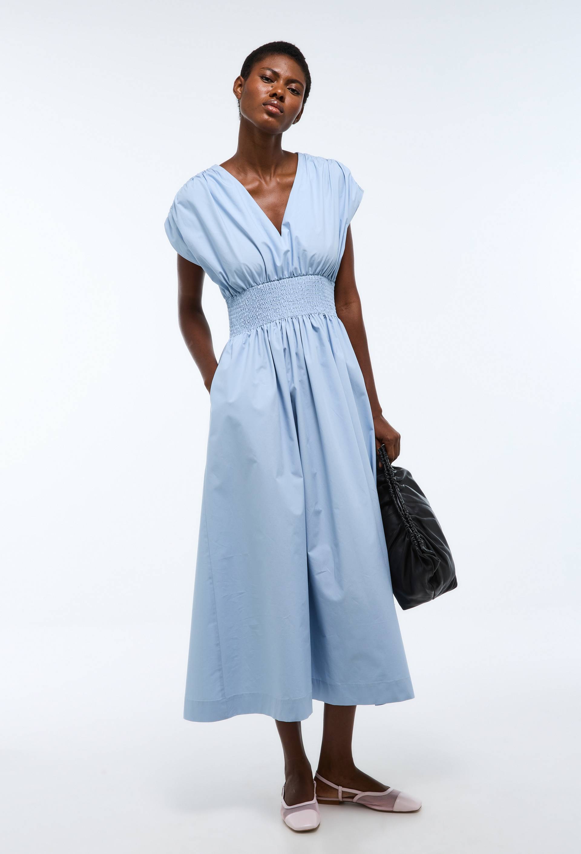 Robe midi unie en coton BIO GOTS, Bleu clair, large image number 0.0