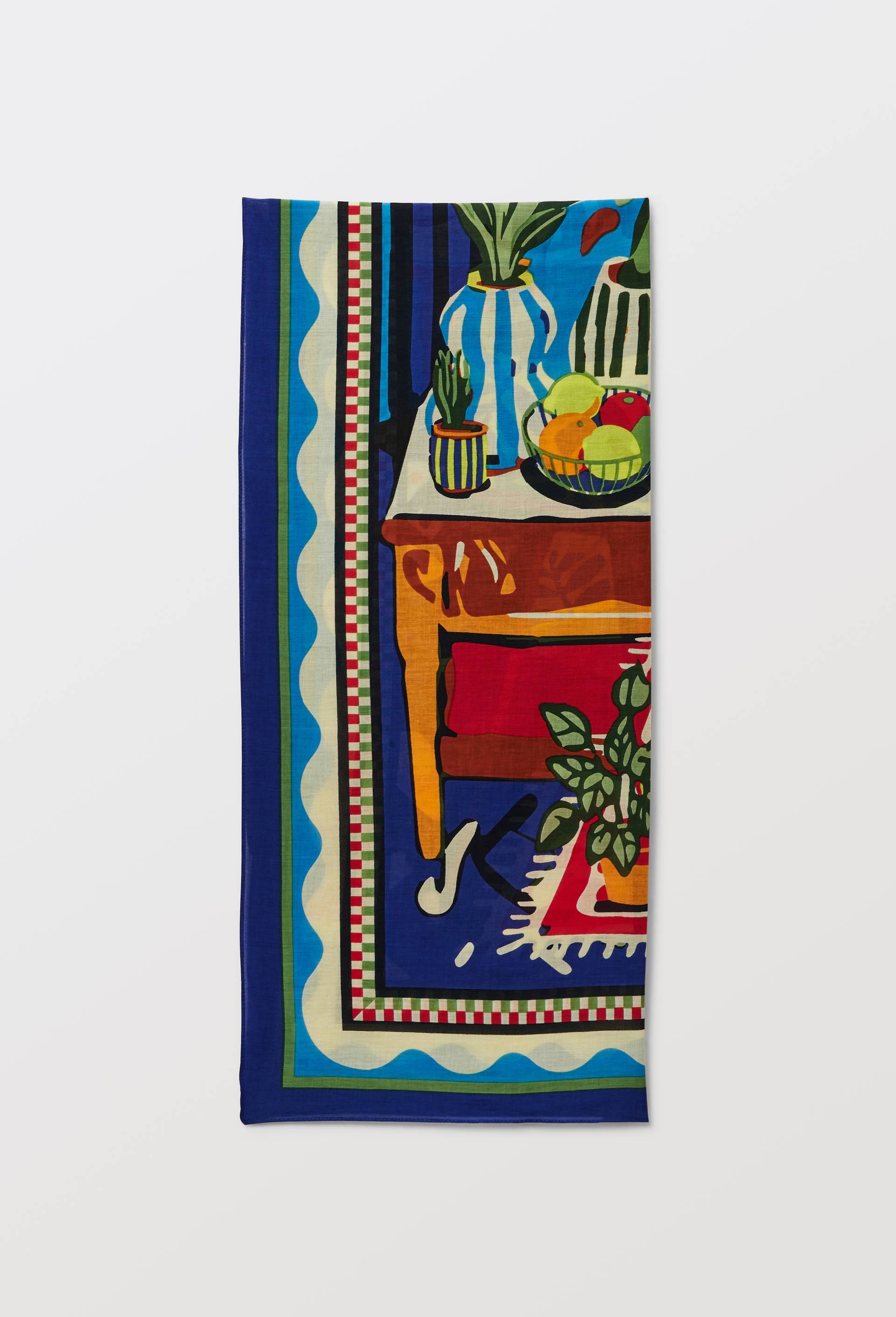 Foulard imprim&eacute; en coton BIO GOTS, Bleu, large image number 0.0