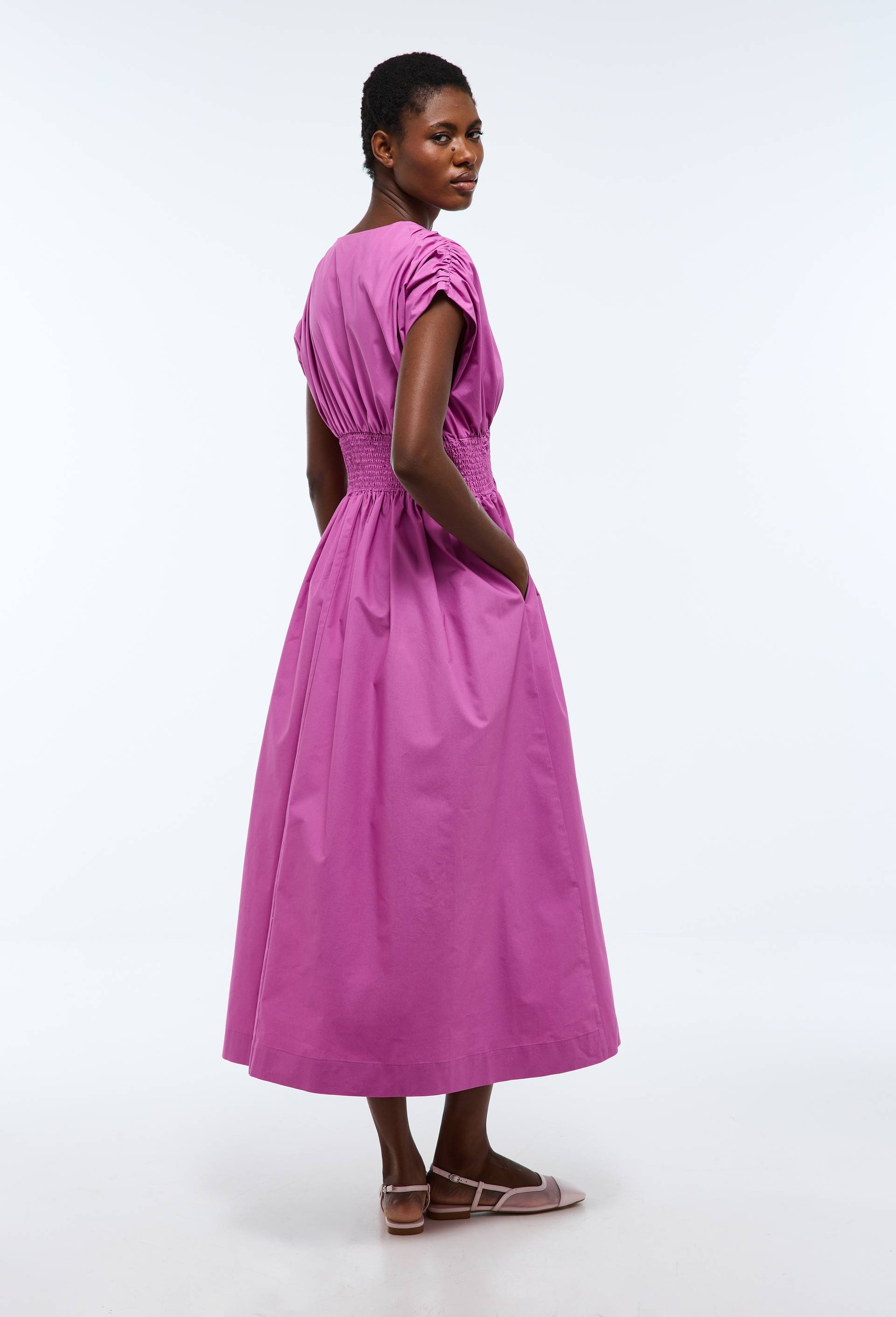 Robe midi unie en coton BIO GOTS, Violet, large image number 1