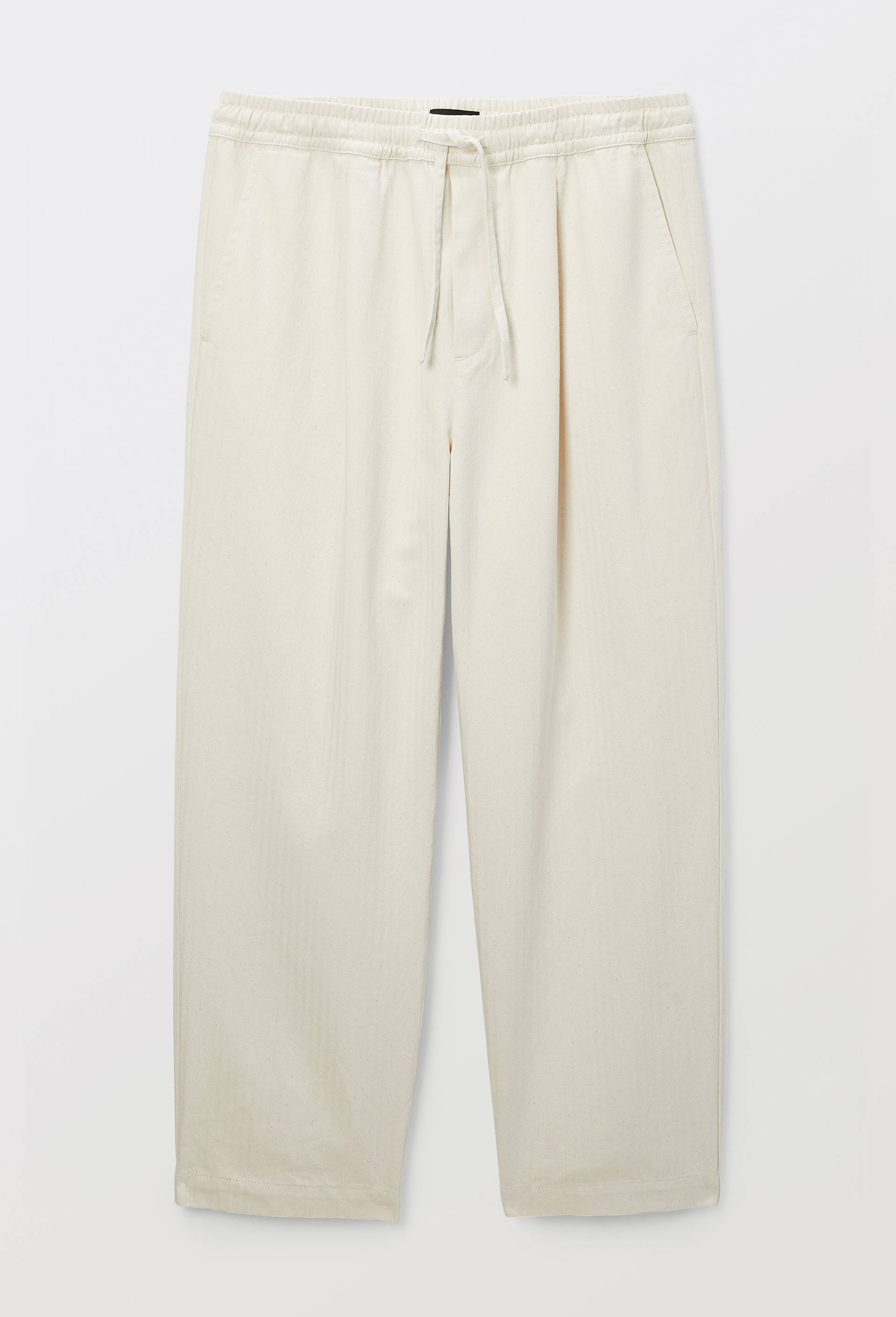 Pantalon &eacute;lastiqu&eacute; en coton, Ecru, large image number 3.0
