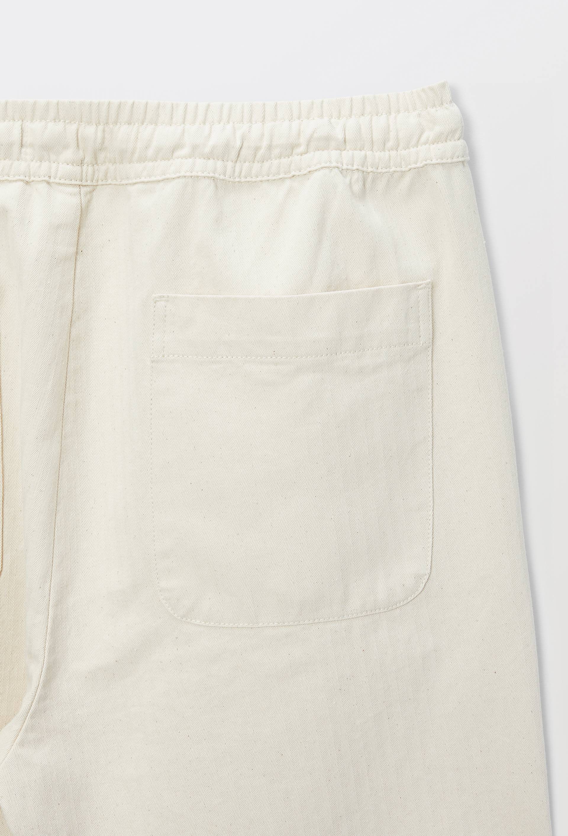 Pantalon &eacute;lastiqu&eacute; en coton, Ecru, large image number 5
