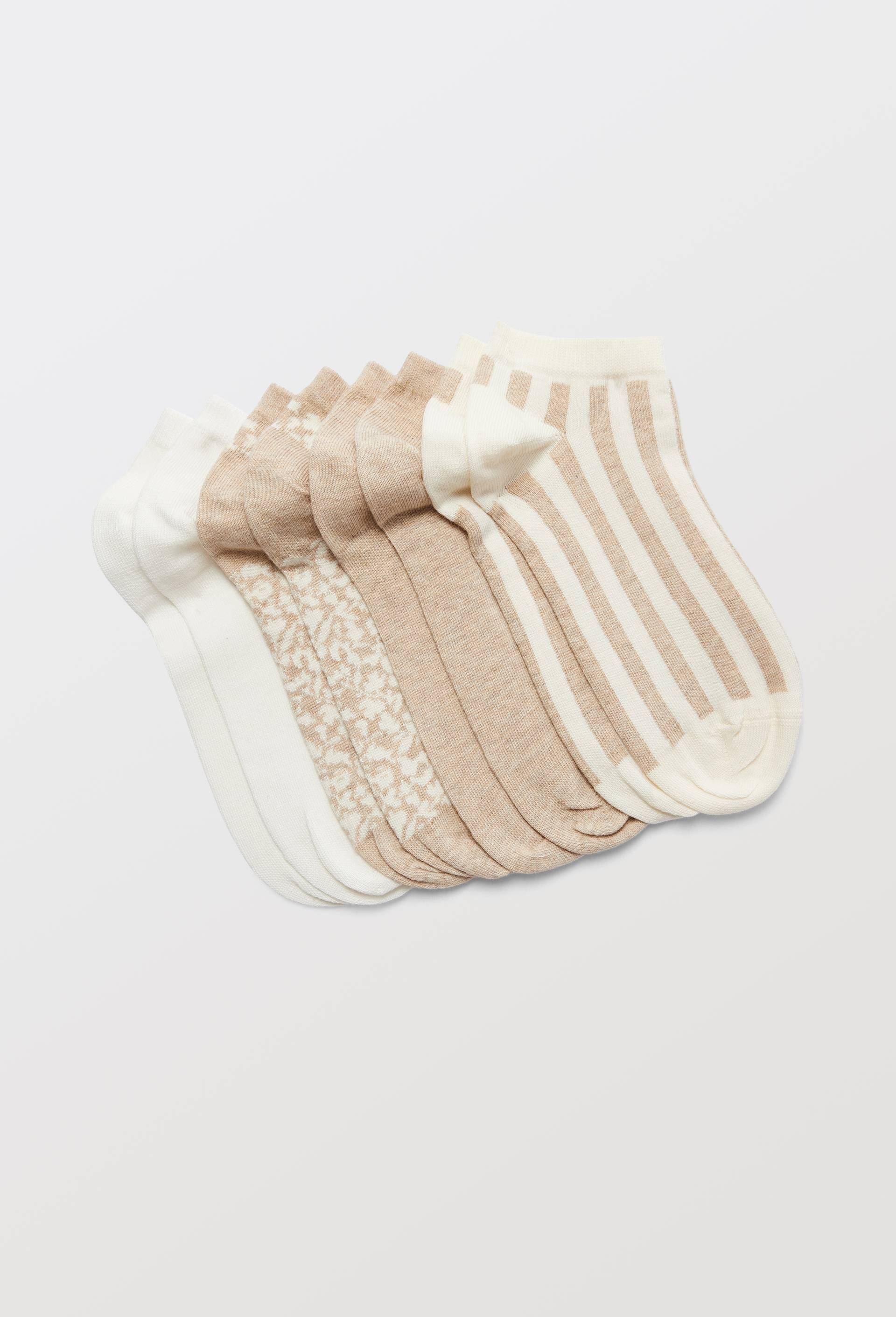 Lots de 4 paires de mini-socquettes en coton, Beige clair, swatch image