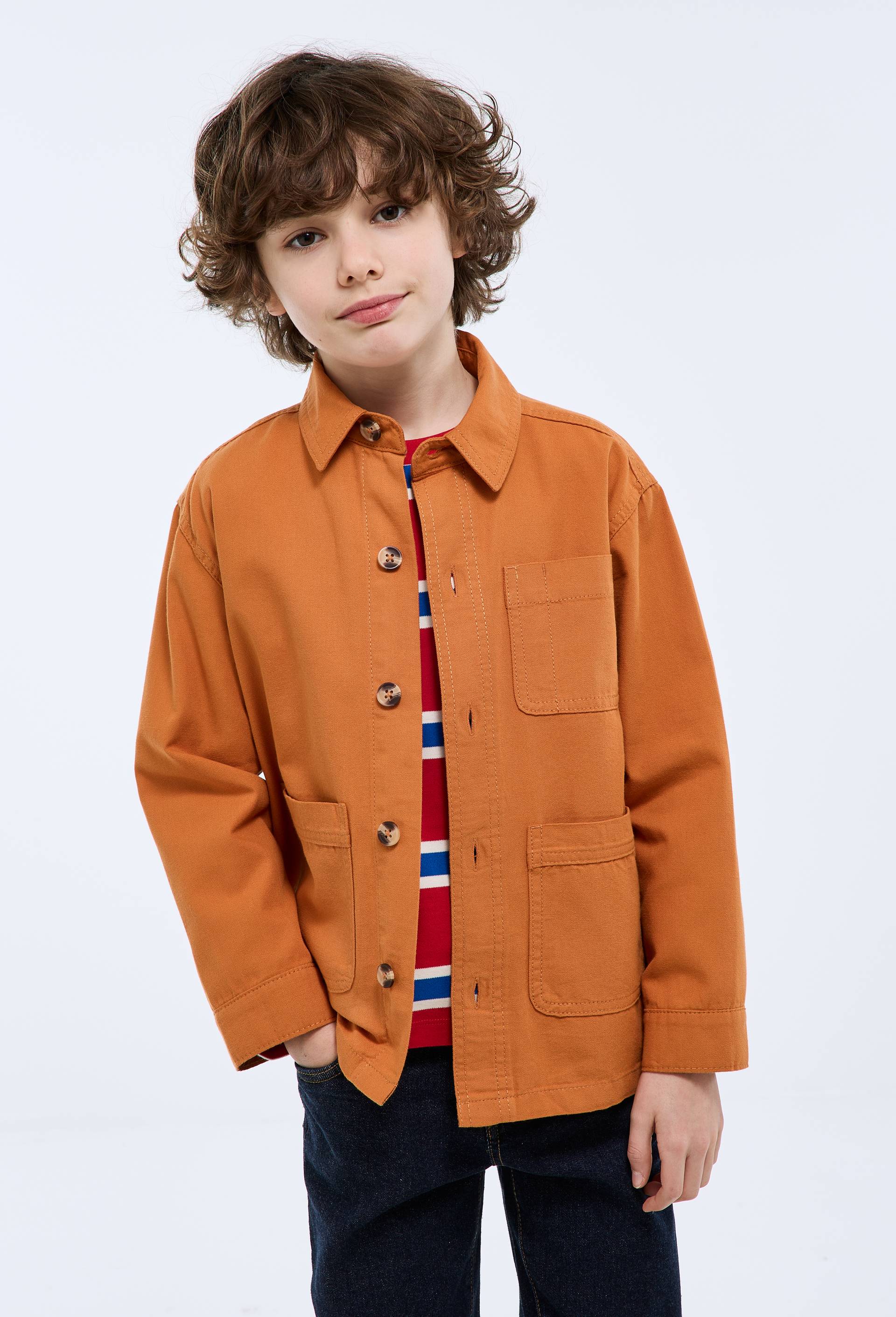 Veste worker uni en coton, Orange, large image number 1.0