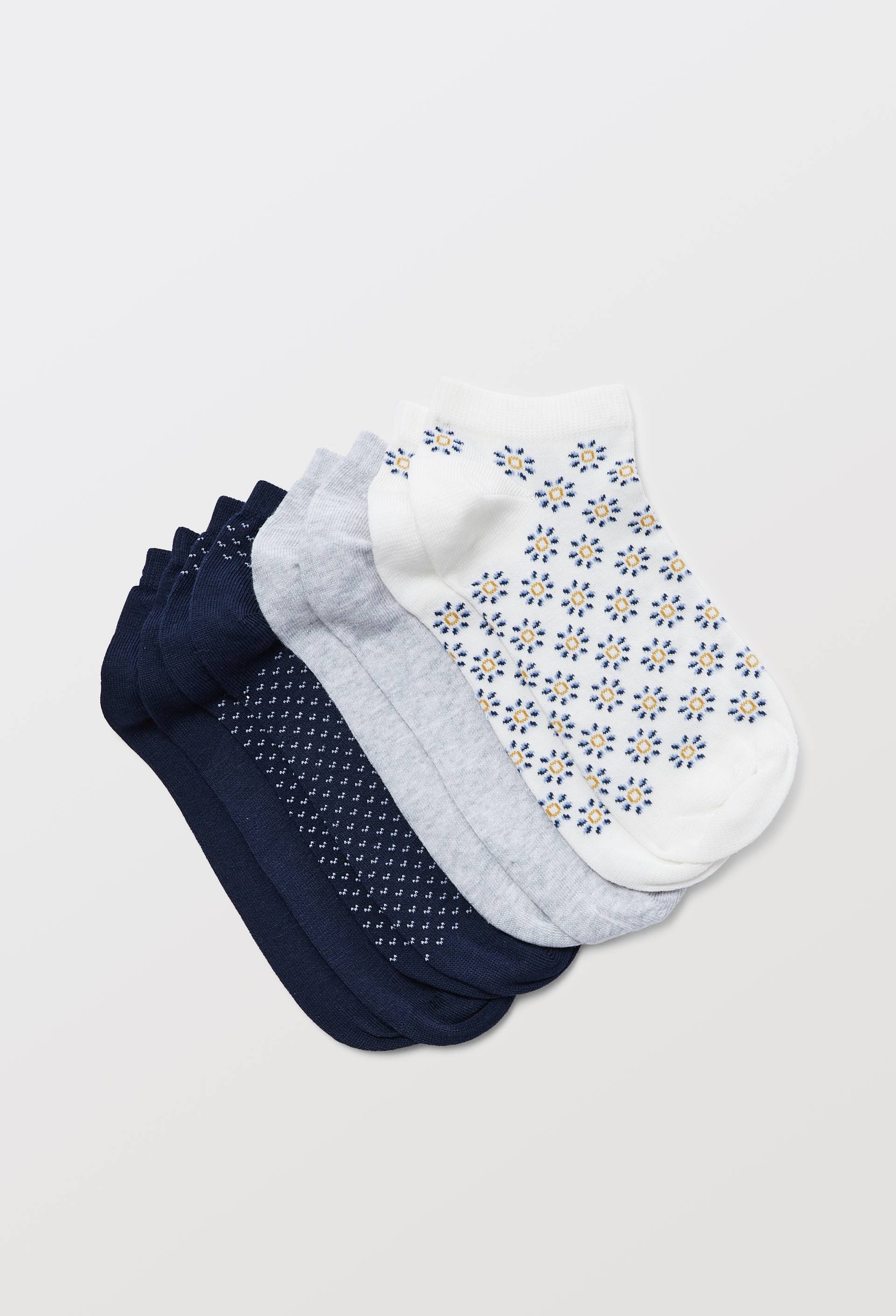 Lots de 4 paires de mini-socquettes en coton, Bleu fonc&eacute;, swatch image
