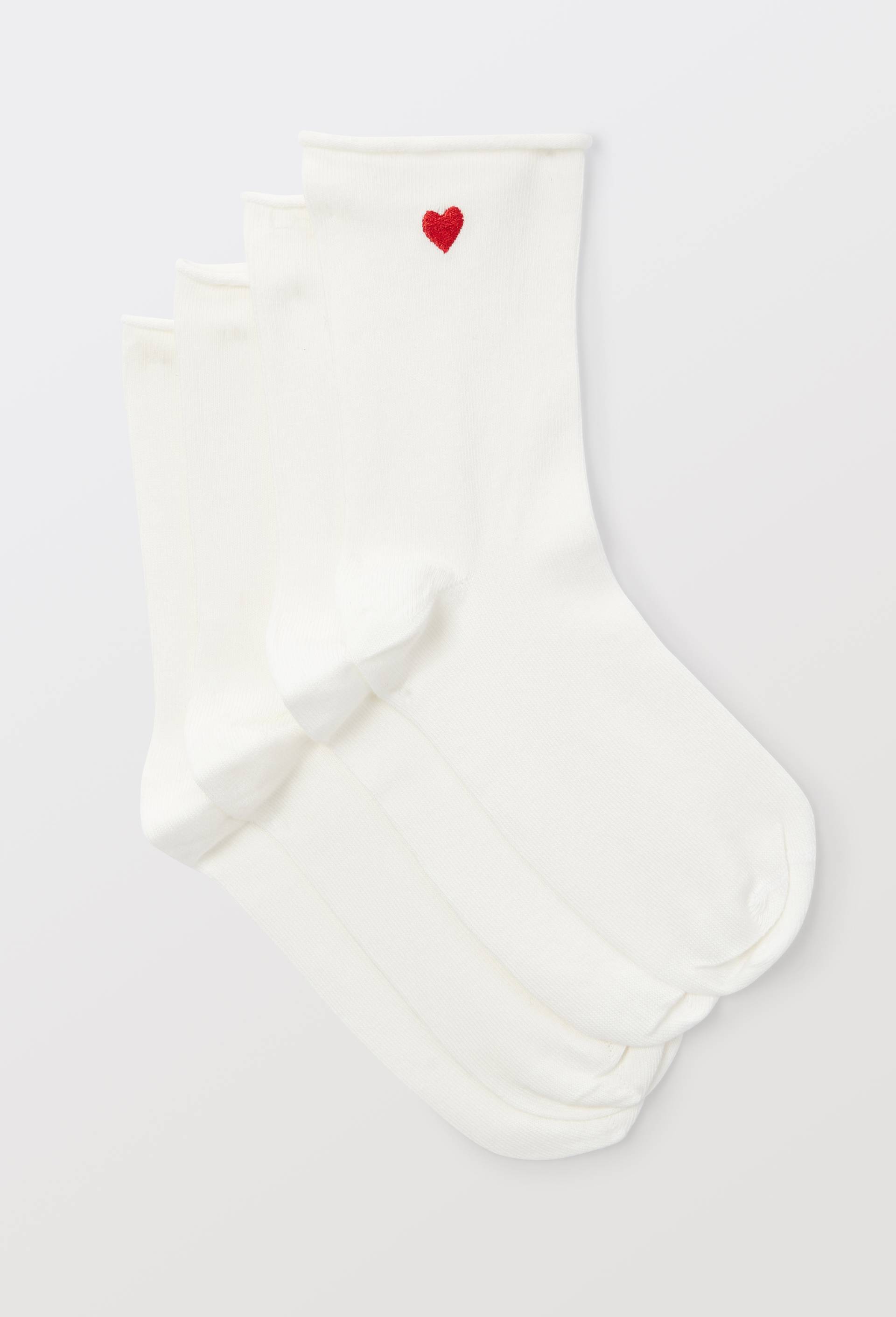 Paire de chaussettes fantaisie en coton, Ecru, large image number 0
