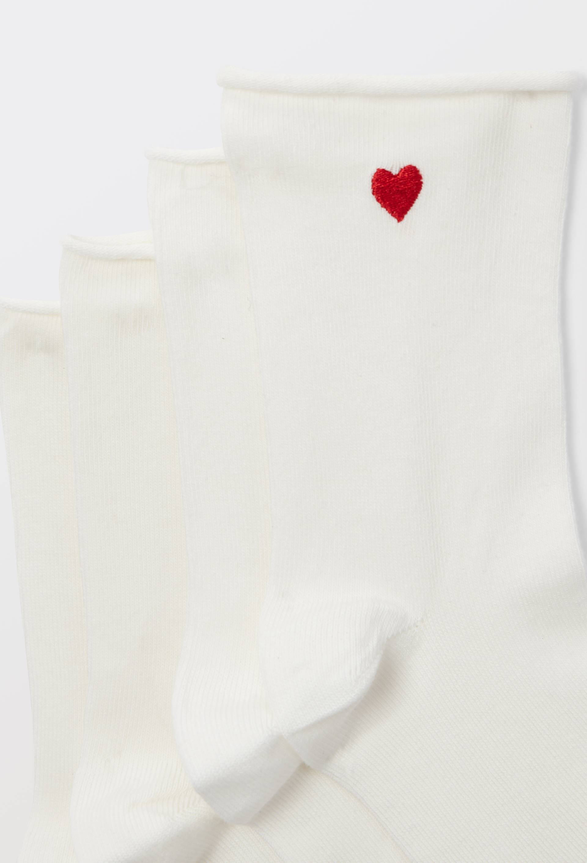 Paire de chaussettes fantaisie en coton, Ecru, large image number 1