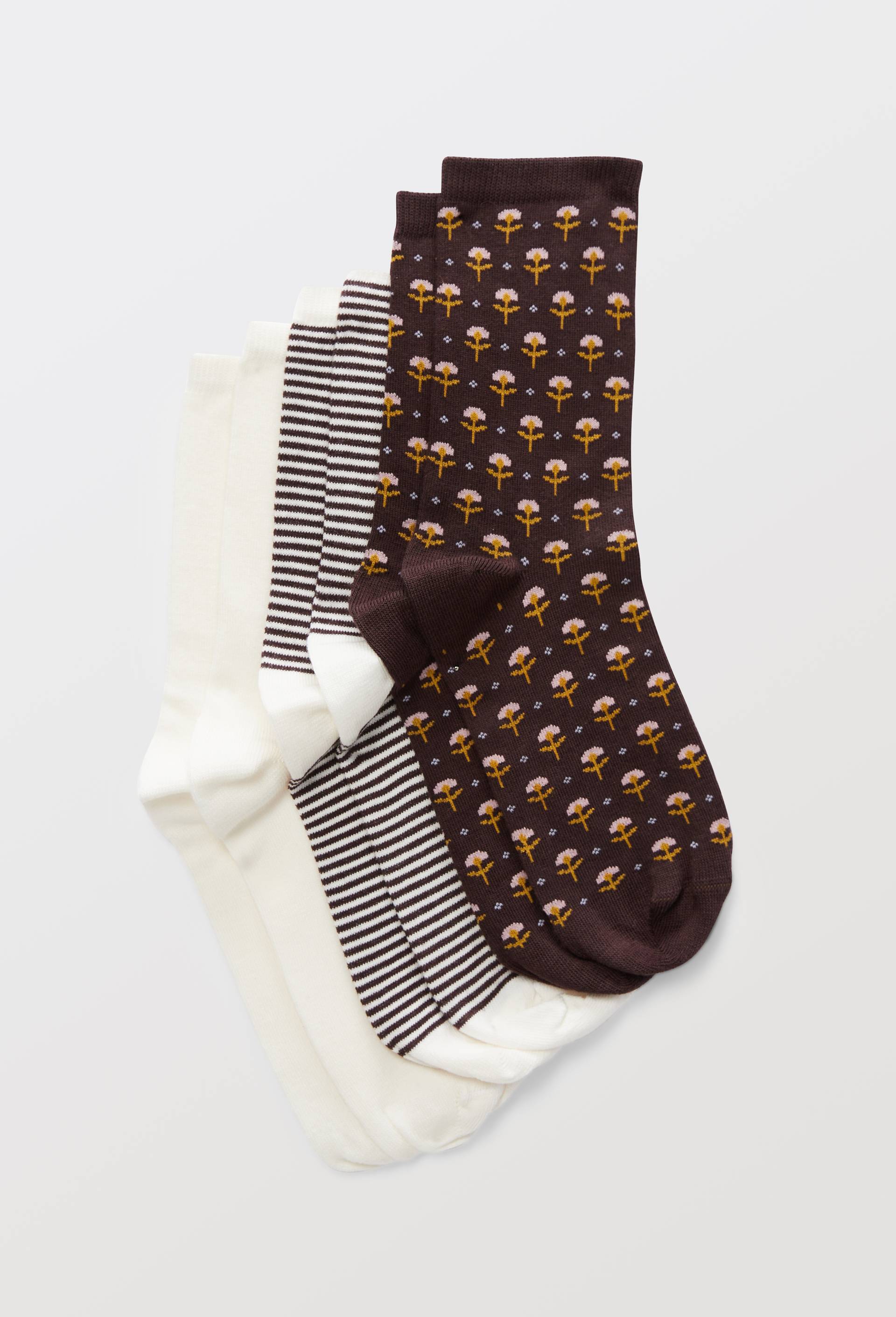 Lot de 3 paires de chaussettes fantaisie en coton, Brun fonc&eacute;, large image number 0