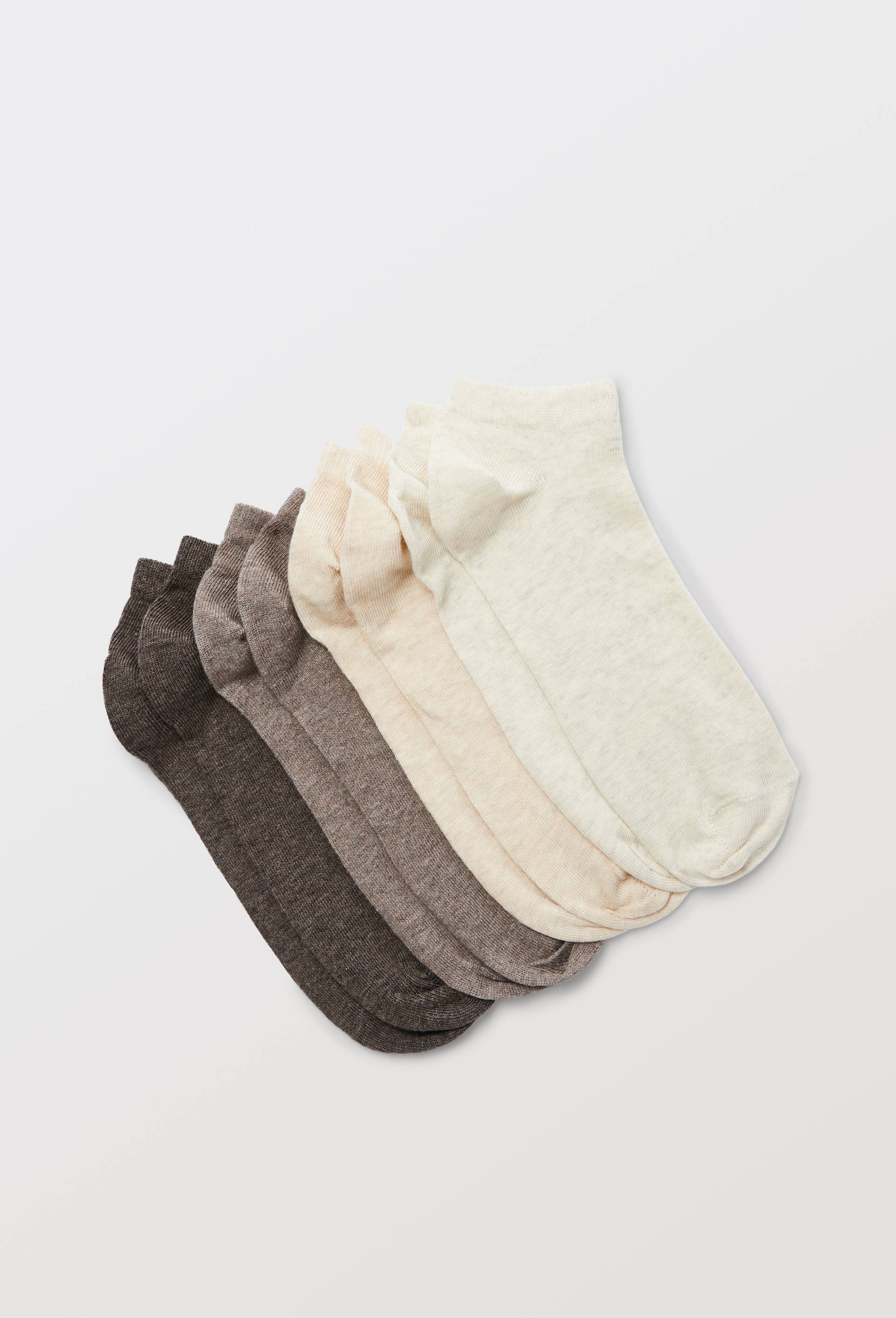 Lot de 4 paires de mini-socquettes unies en coton, Beige fonc&eacute;, swatch image