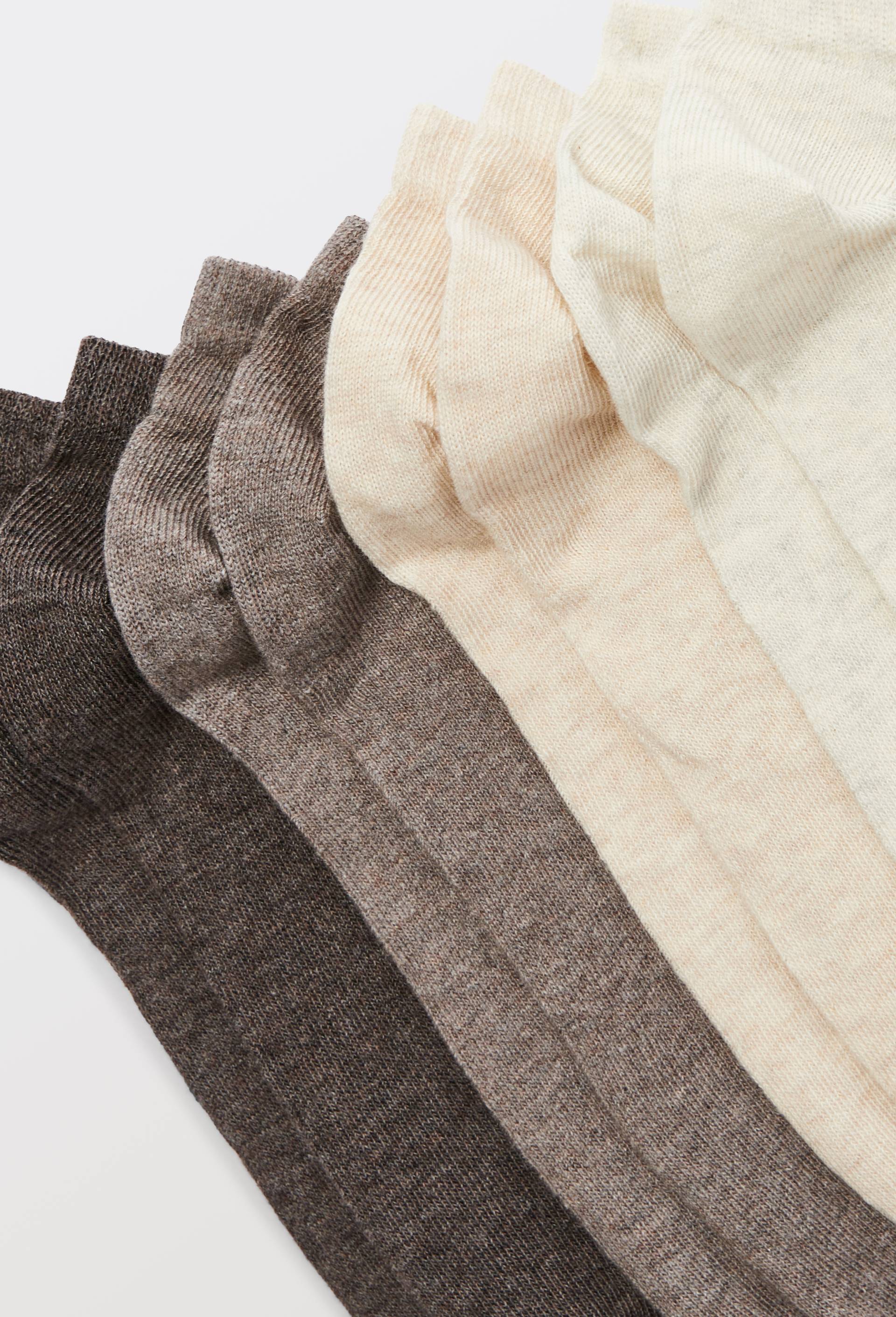Lot de 4 paires de mini-socquettes unies en coton, Beige fonc&eacute;, large image number 1.0
