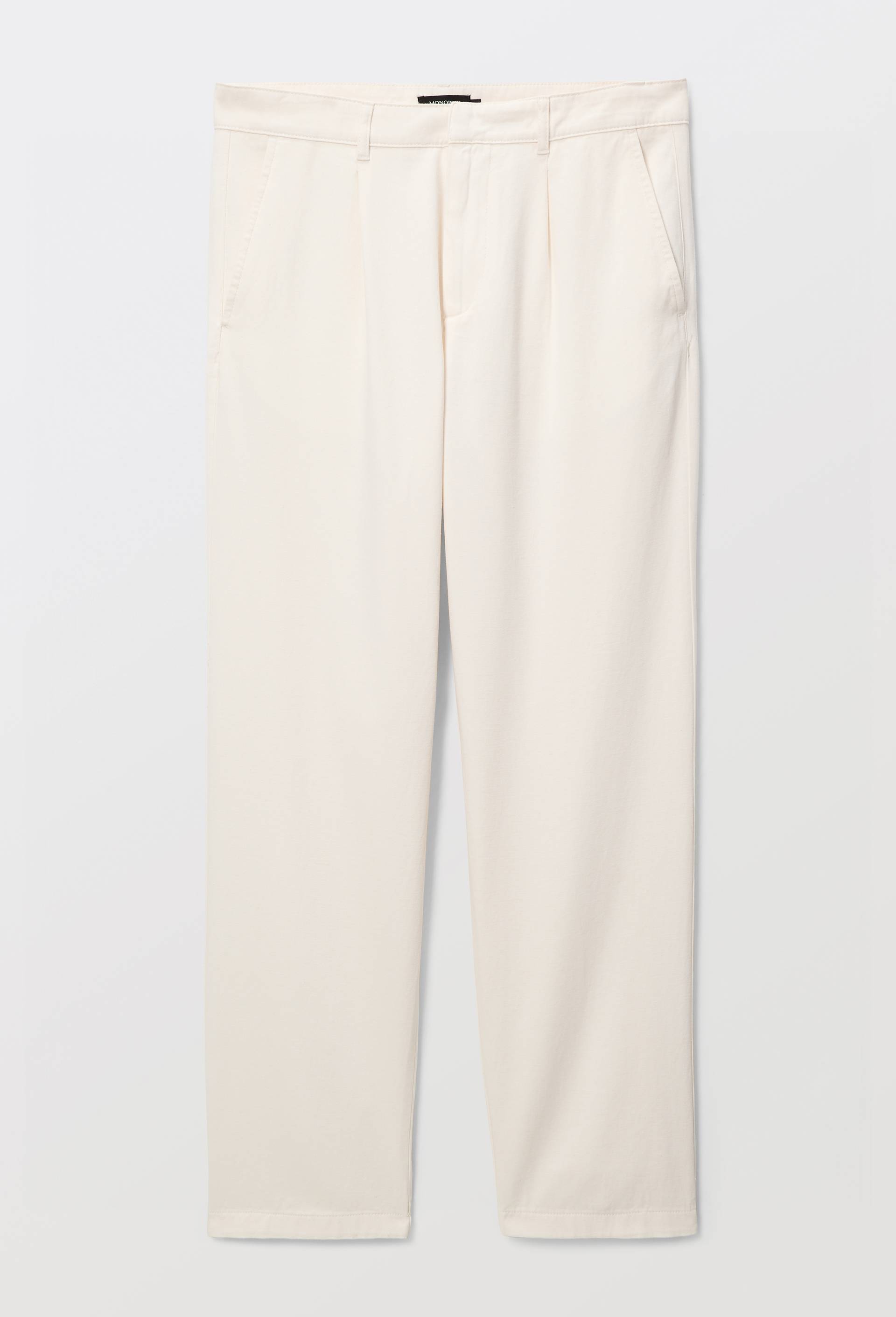 Pantalon &eacute;lastiqu&eacute; en coton et lin, Beige clair, large image number 2