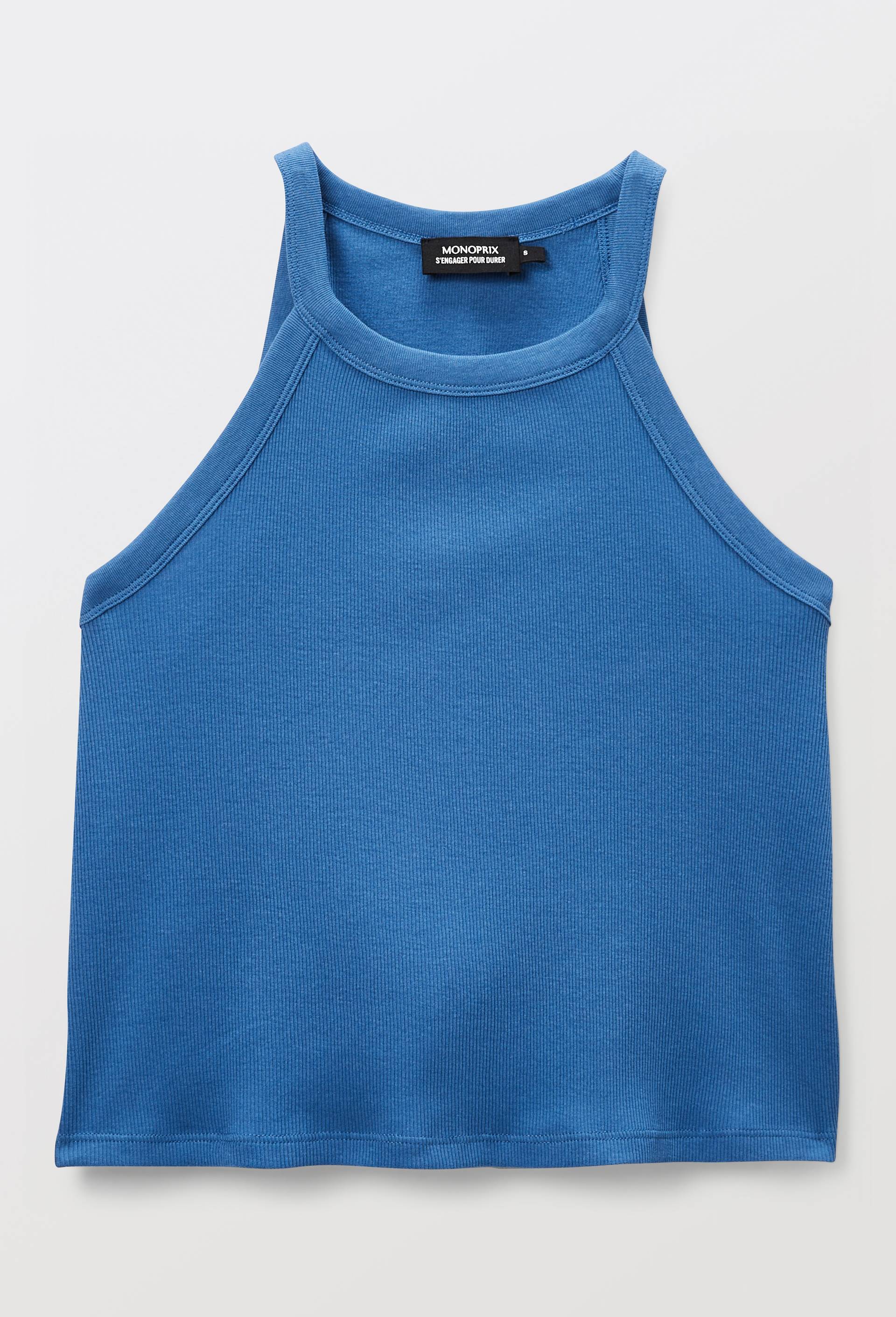 Top uni en coton c&ocirc;tel&eacute; bio GOTS, Bleu, large image number 2